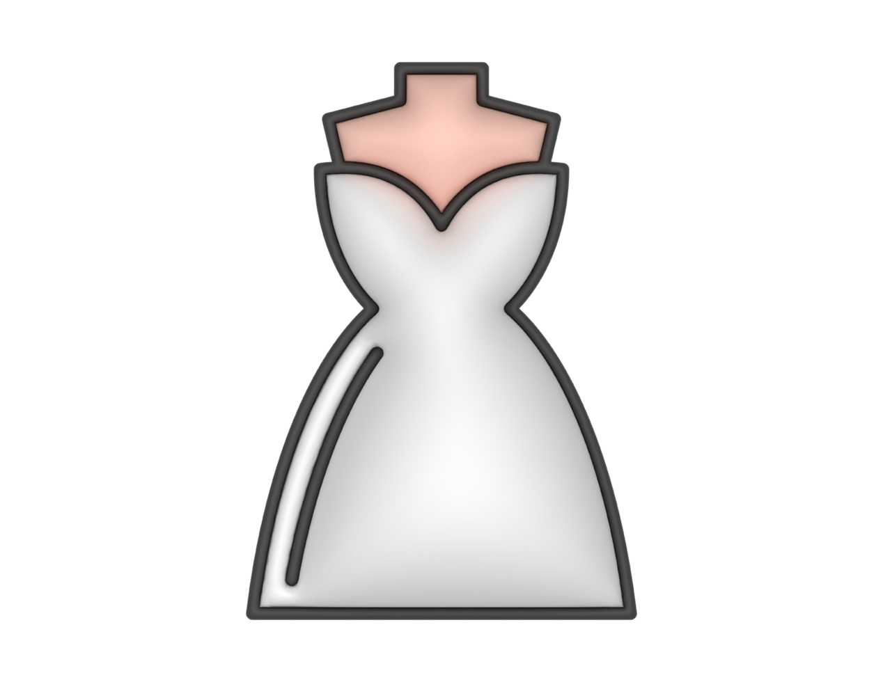a 3d Wedding Dress on a transparent background png
