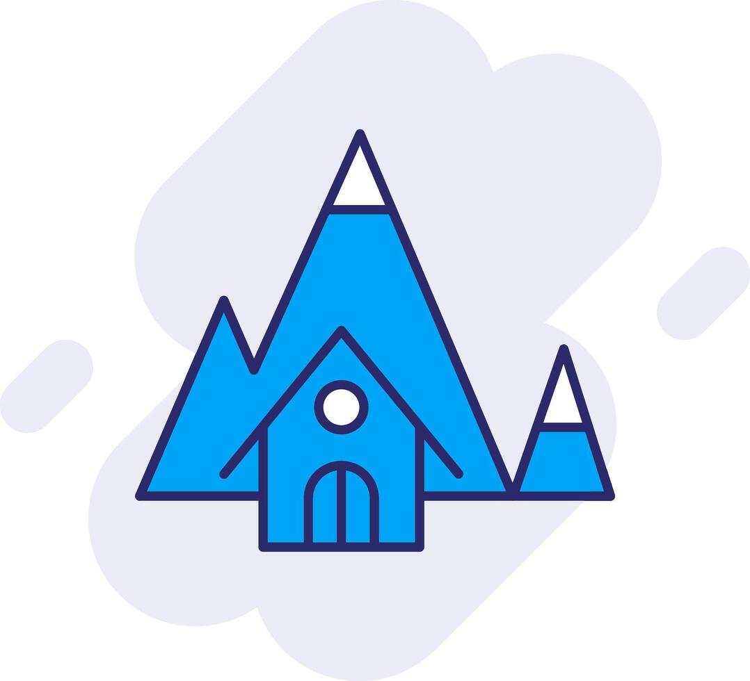 montaña casa línea lleno fondo icono vector