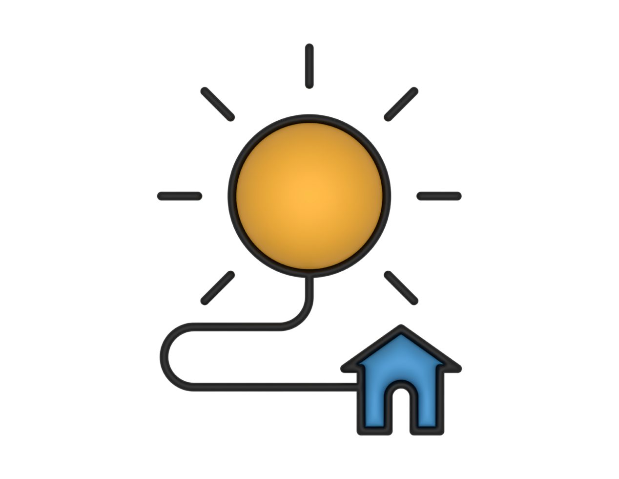 un 3d hogar solar energía en un transparente antecedentes png