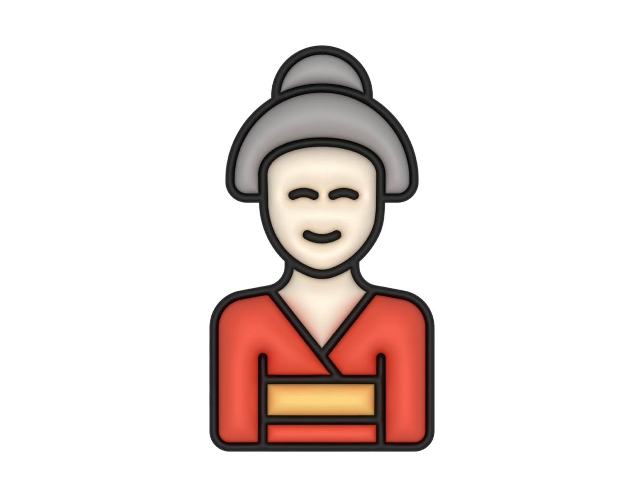 a 3d Japanese Woman on a transparent background png