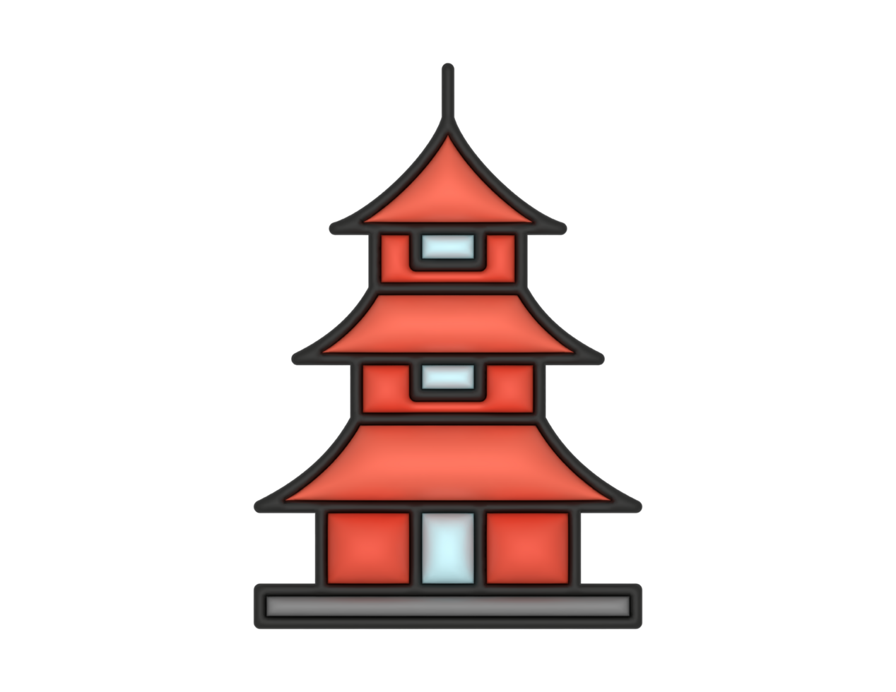 a 3d Pagoda on a transparent background png