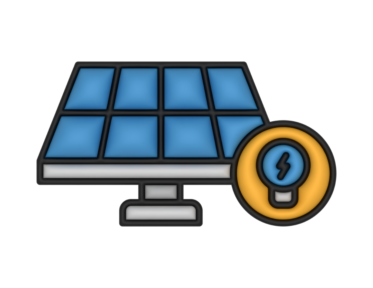 un 3d solar energía panel en un transparente antecedentes png