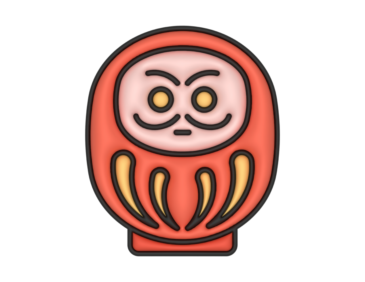 a 3d Daruma on a transparent background png