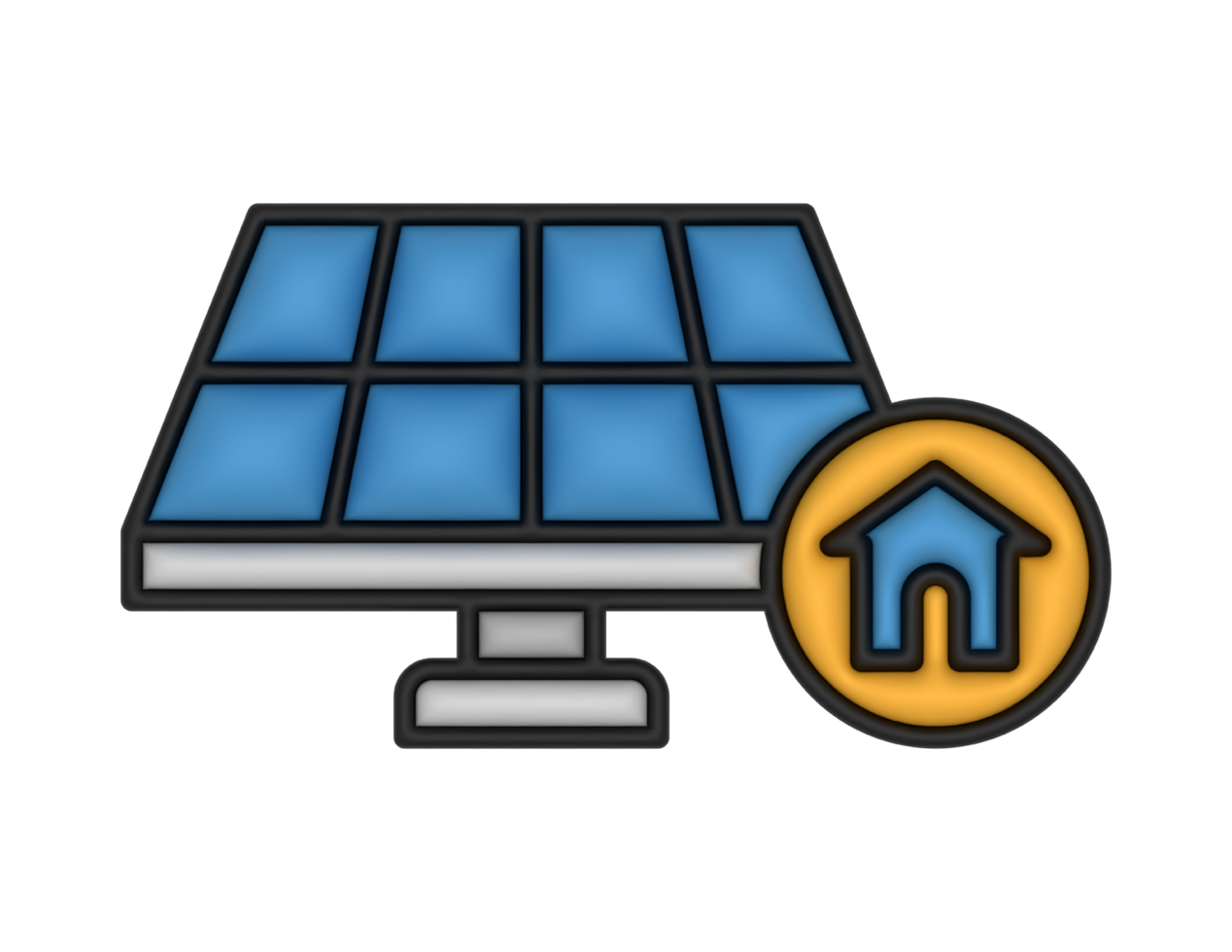 un 3d solar energía hogar en un transparente antecedentes png