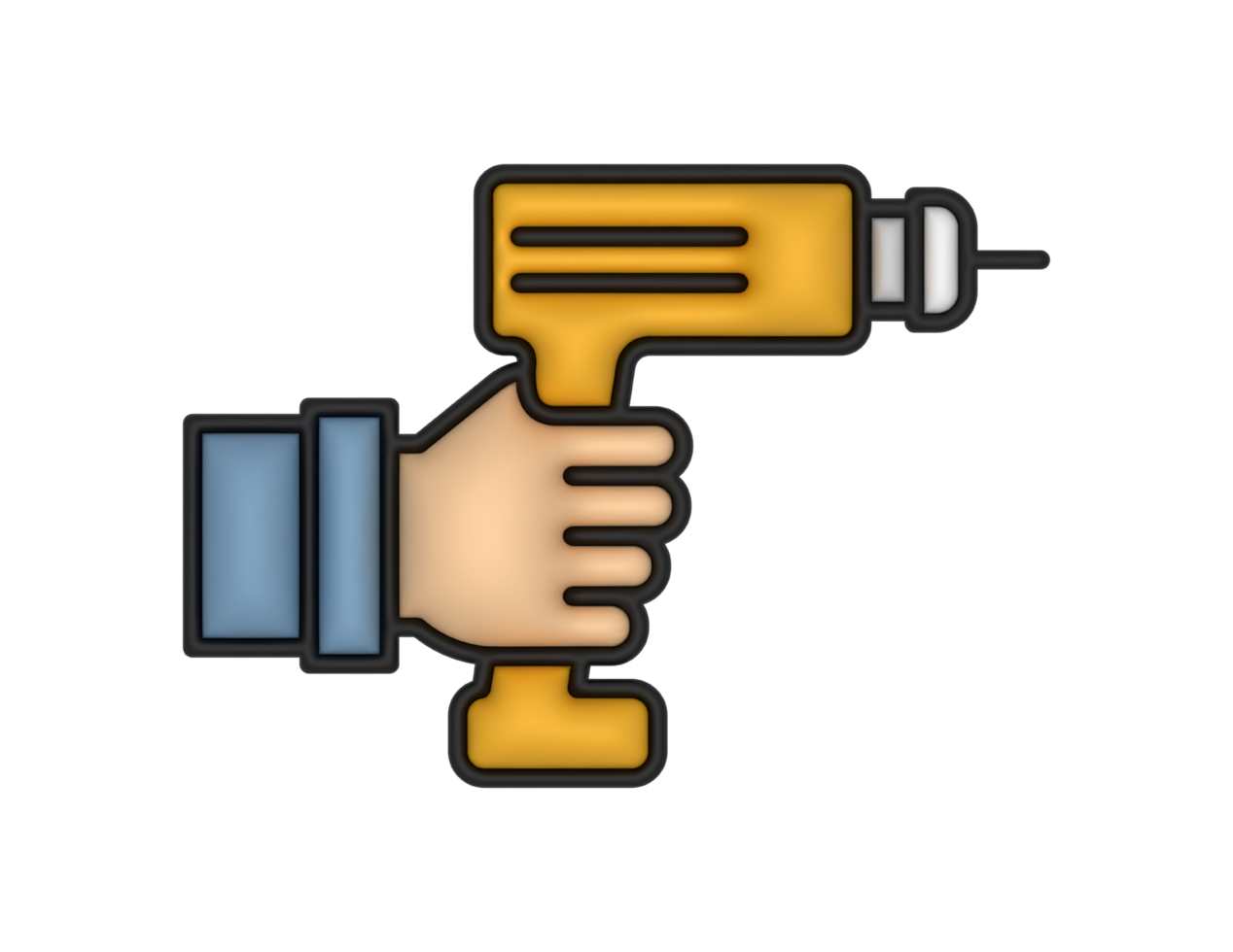 a 3d Drill And Hand on a transparent background png