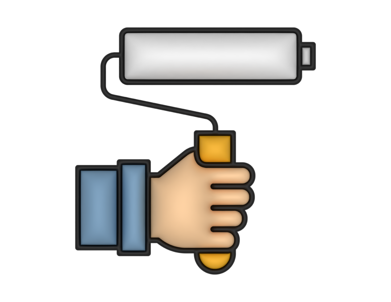 a 3d Paint Roller And Hand on a transparent background png
