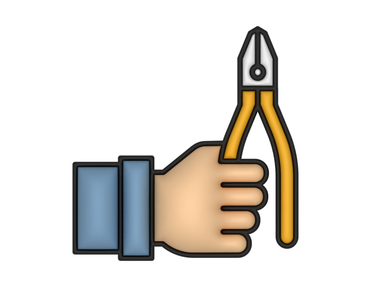 a 3d Pliers And Hand on a transparent background png