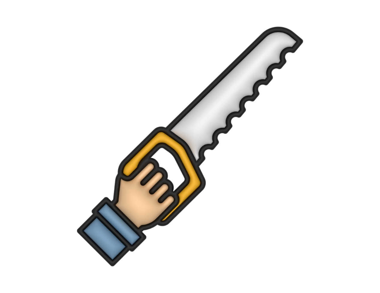 a 3d Saw And Hand on a transparent background png
