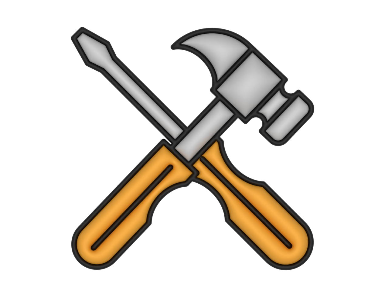 a 3d Hammer And Screwdriver on a transparent background png