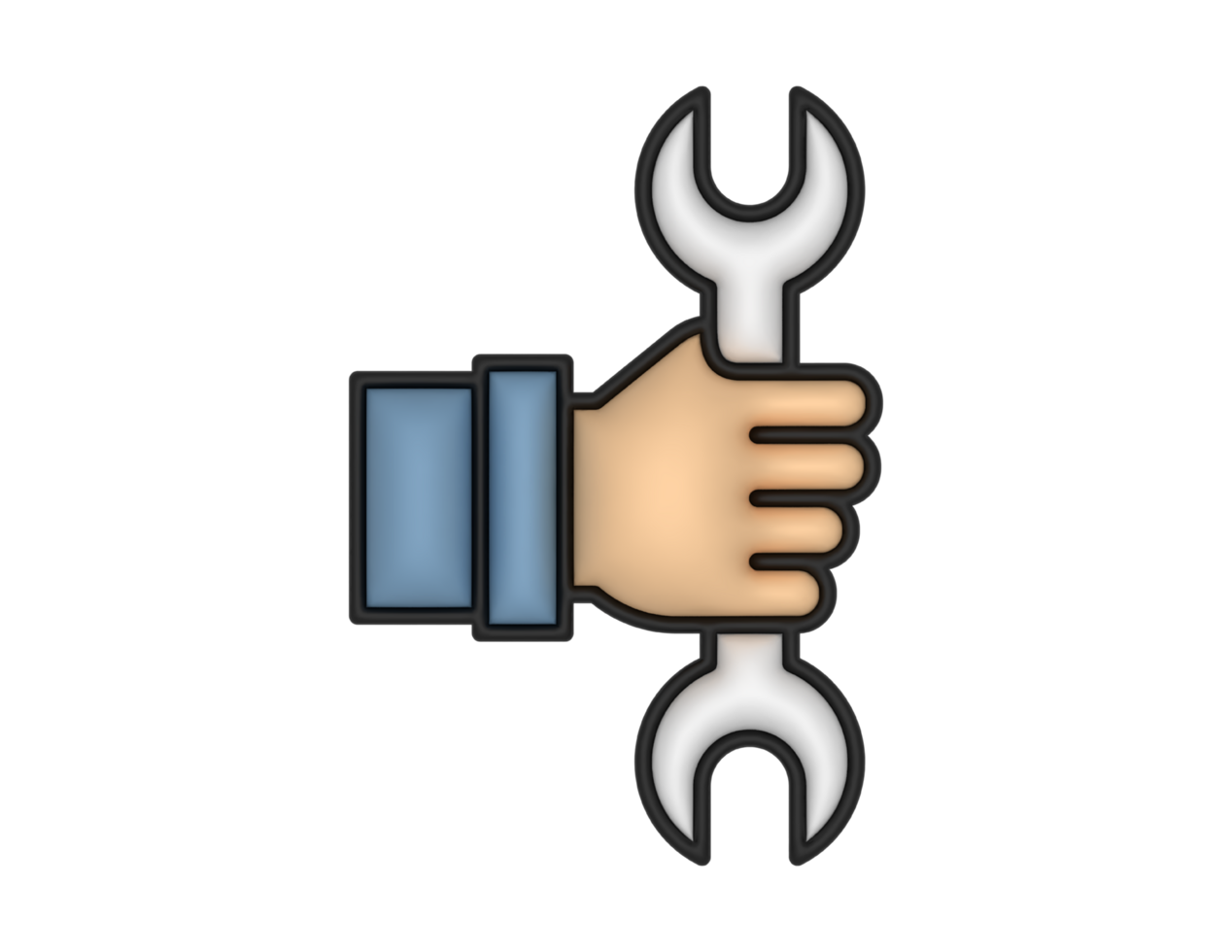 a 3d Wrench And Hand on a transparent background png