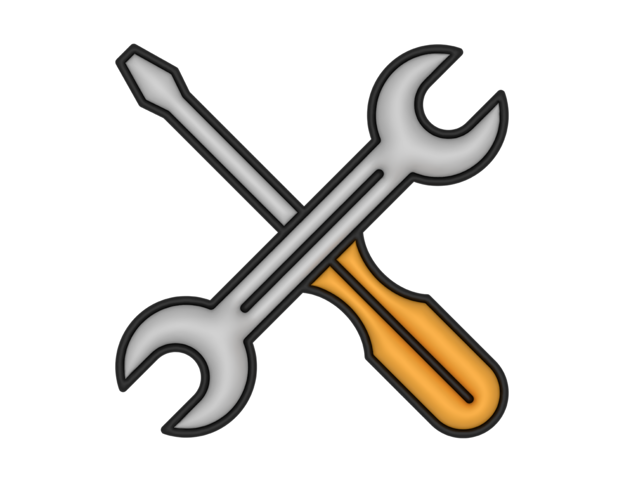 a 3d Wrench And Screwdriver on a transparent background png