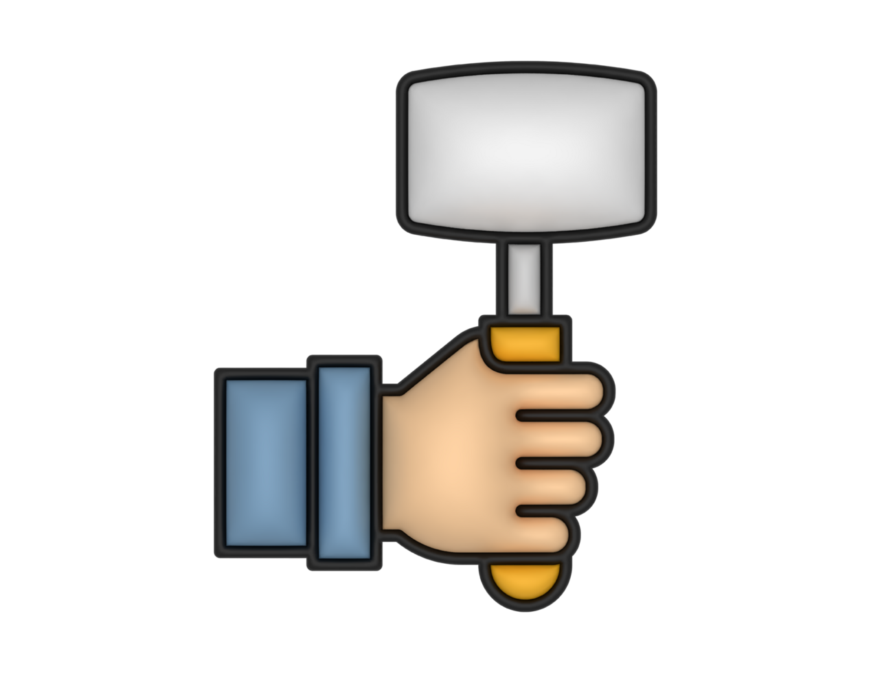 a 3d Mallet And Hand on a transparent background png