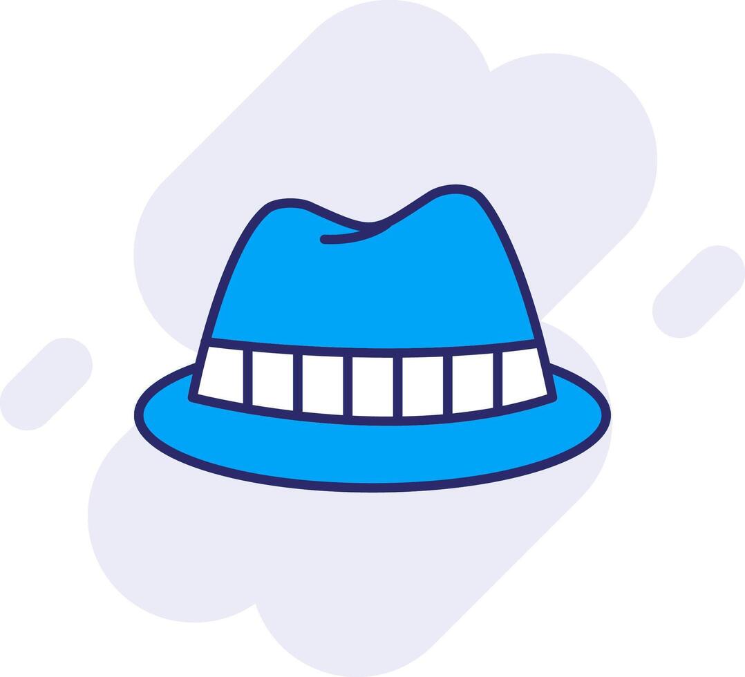 fedora sombrero línea lleno fondo icono vector