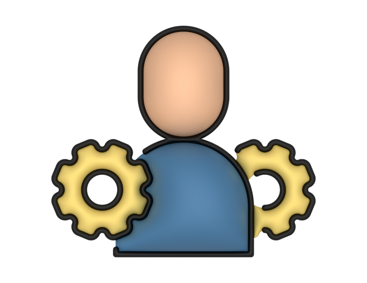a 3d Person And Gear on a transparent background png