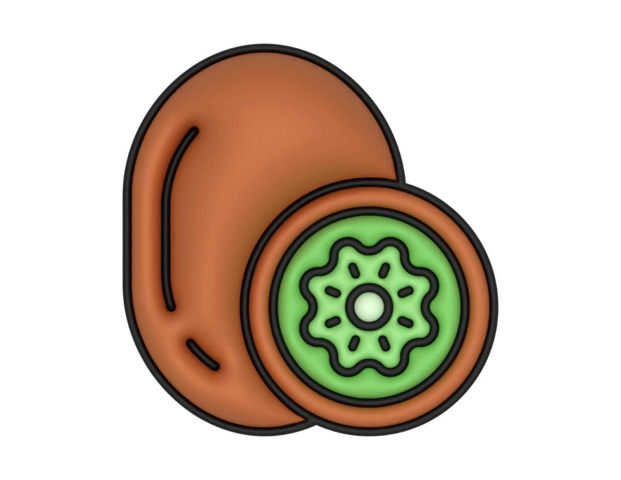 a 3d Kiwi on a transparent background png