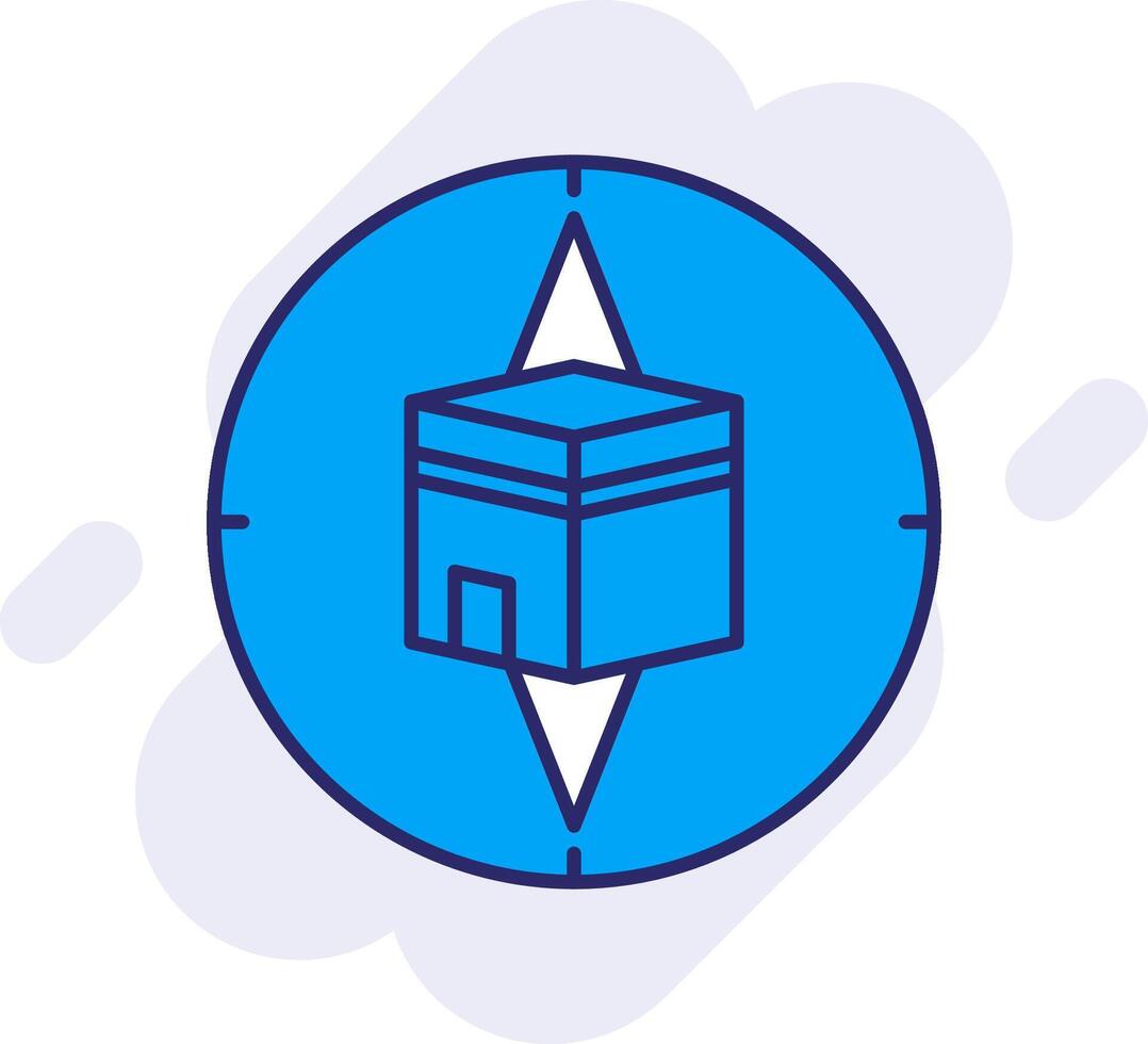 Qibla Compass Line Filled Backgroud Icon vector