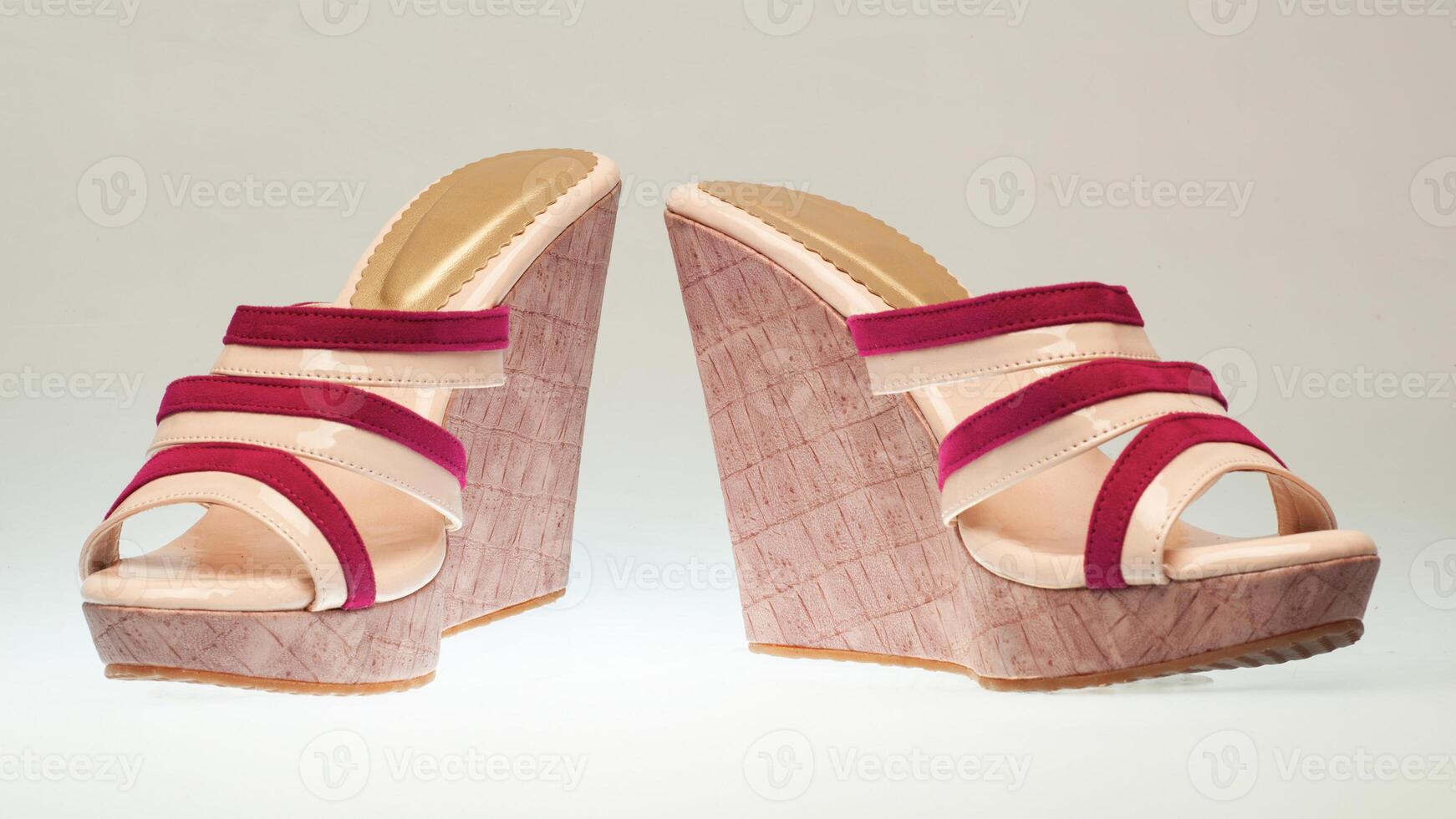 Women's wedge sandals with high heels photo