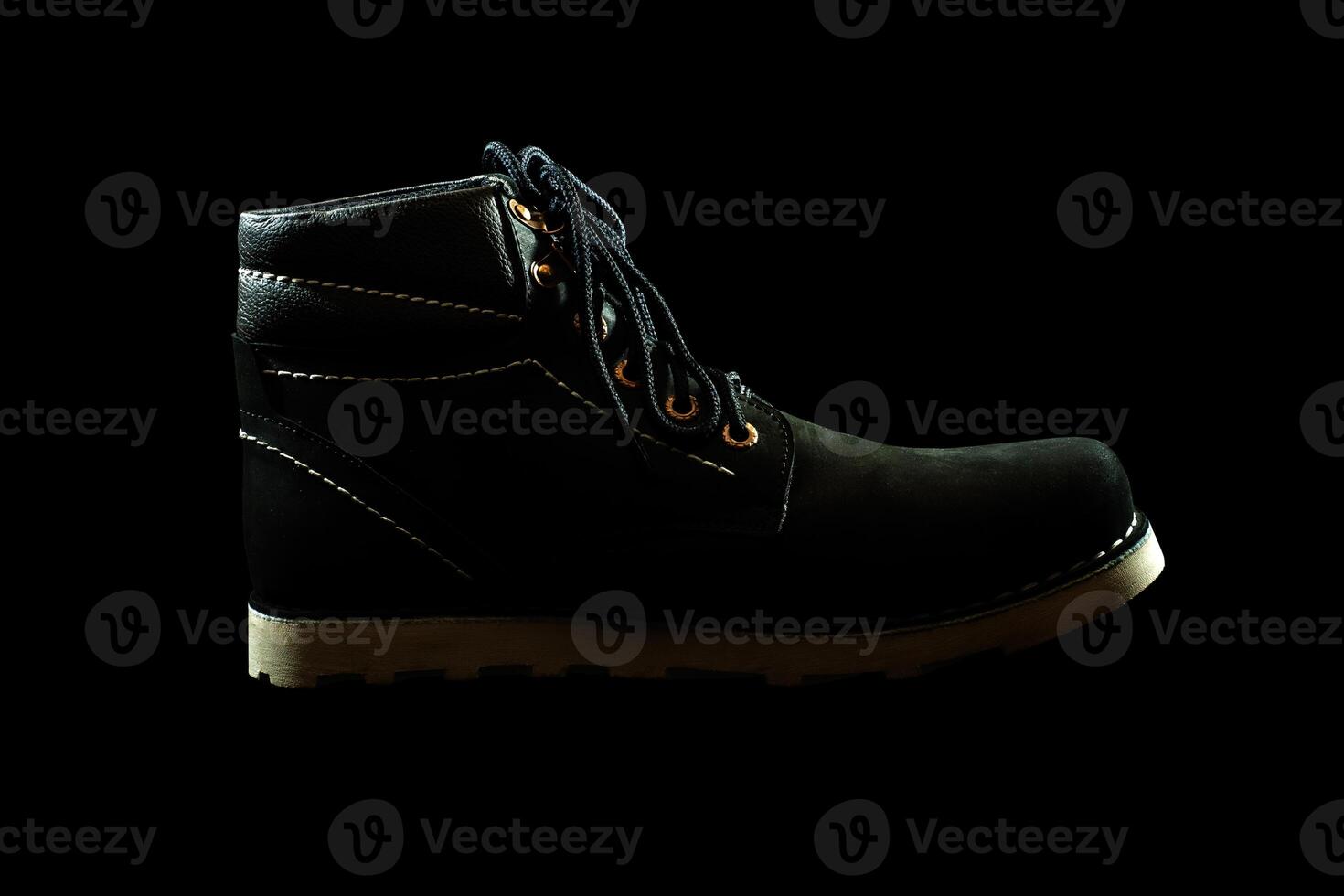 Men's black semi-boots made of synthetic leather photo