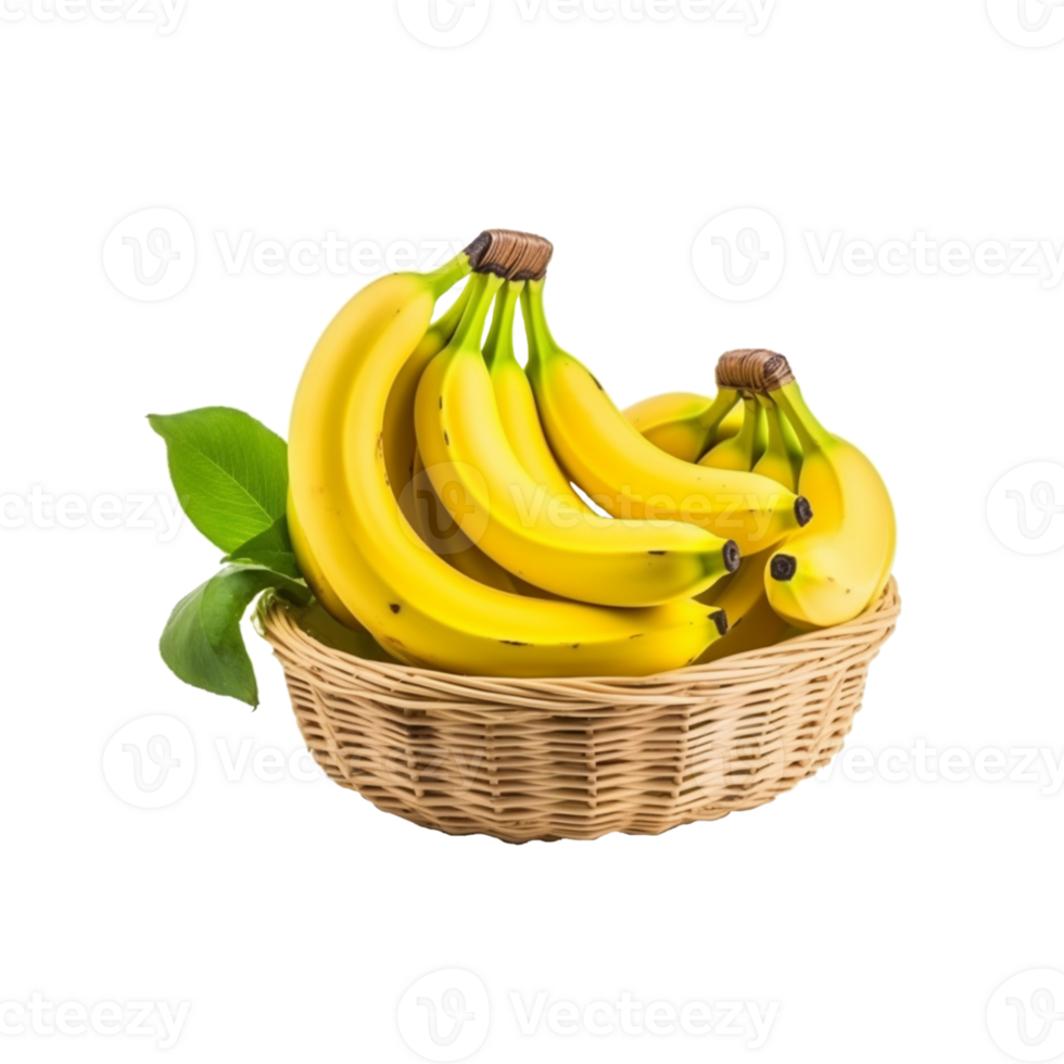 AI generated banana in the basket isolated on transparent background png