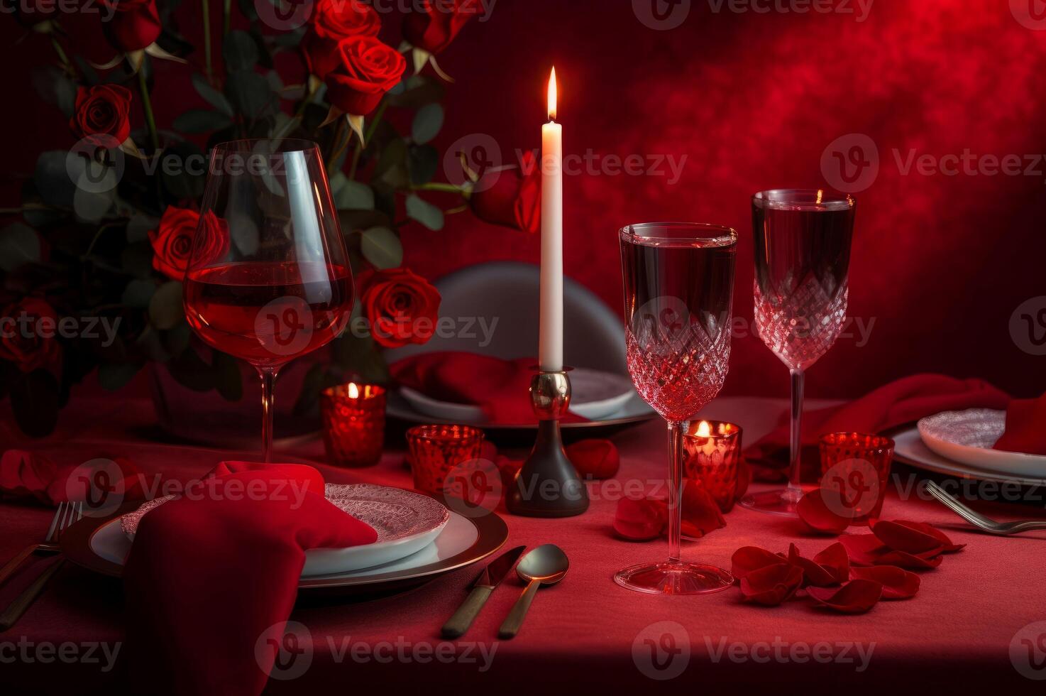 AI generated Valentines day decorated table date. Generate ai photo