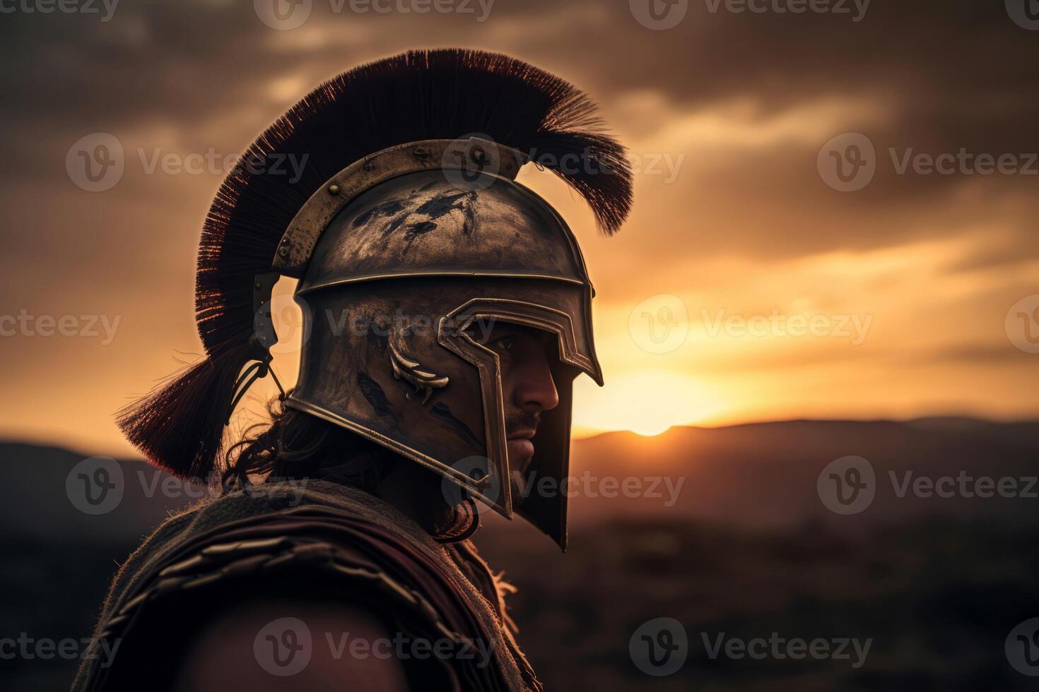 AI generated Spartan warrior portrait. Generate Ai photo