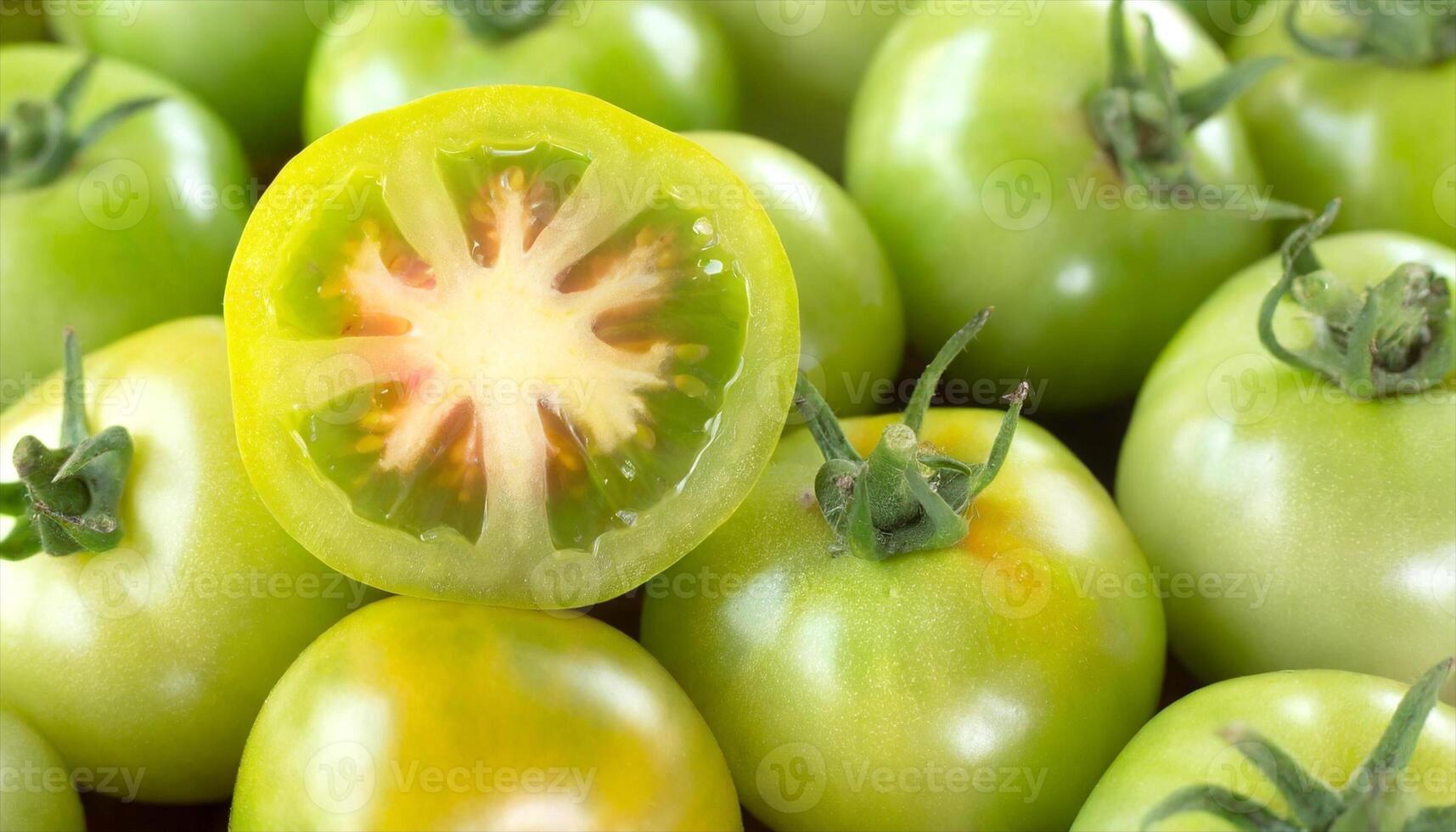 AI generated fresh organic green tomatoes photo