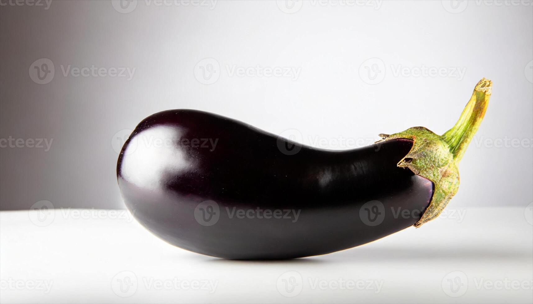 AI generated eggplants are shown on a white surface photo