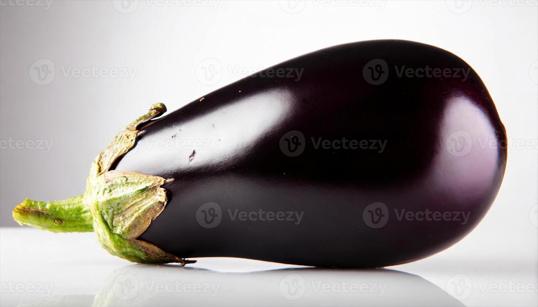 AI generated eggplants are shown on a white surface photo