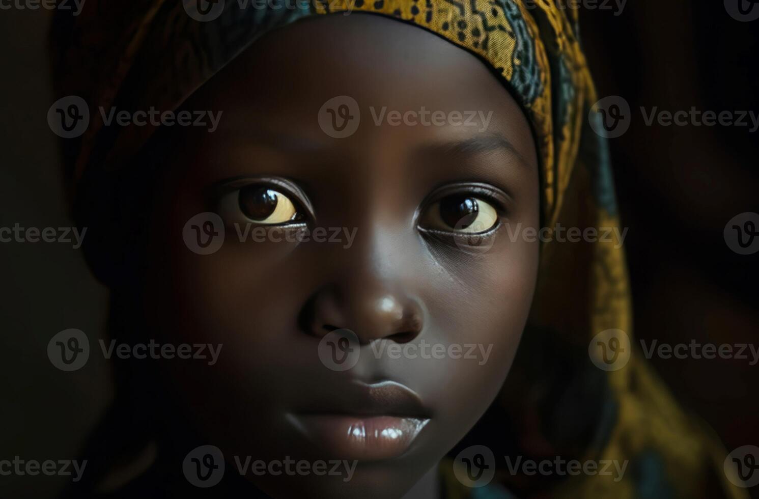 AI generated Black child portrait. Generate AI photo