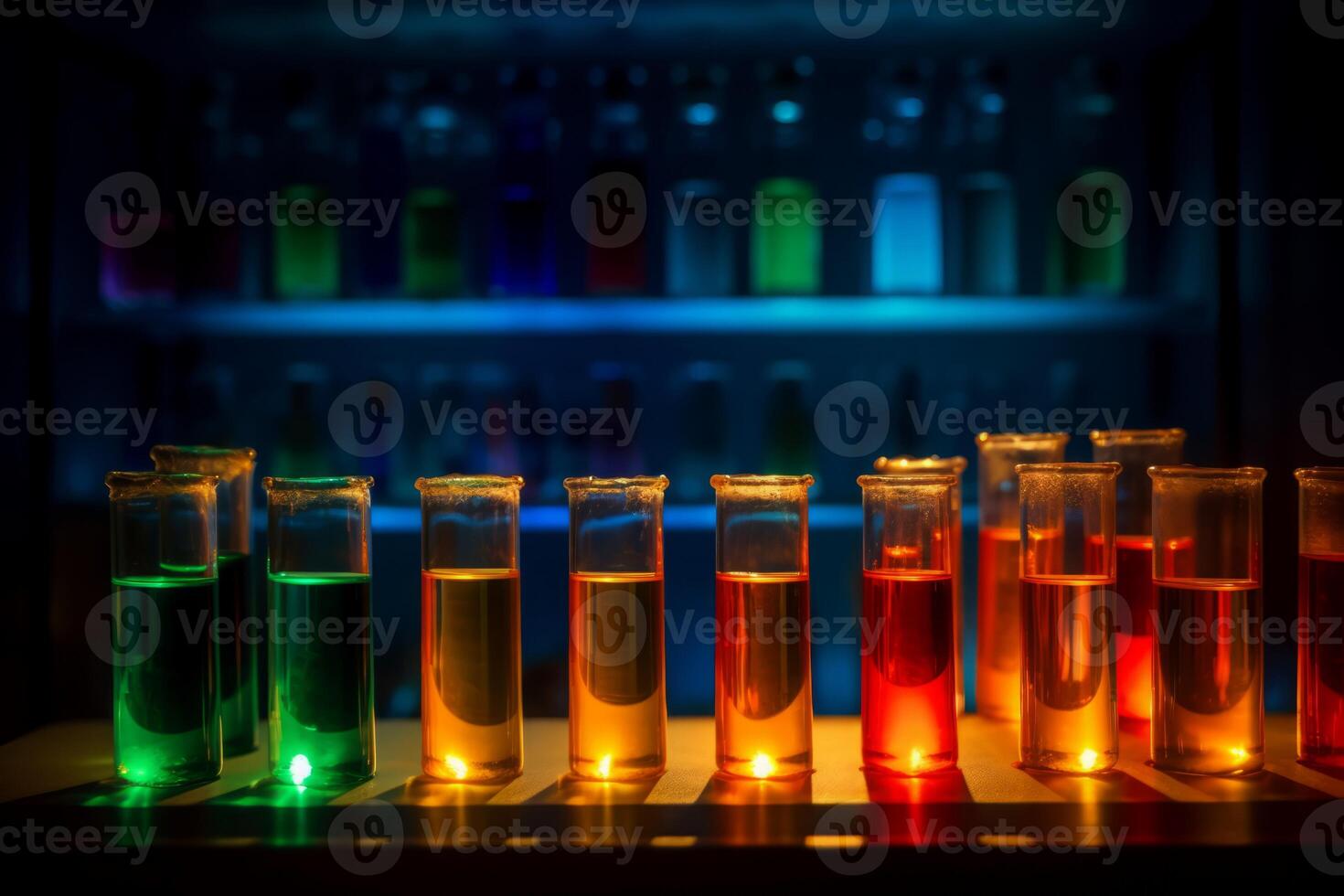 AI generated Colorful reagents laboratory tubes. Generate ai photo