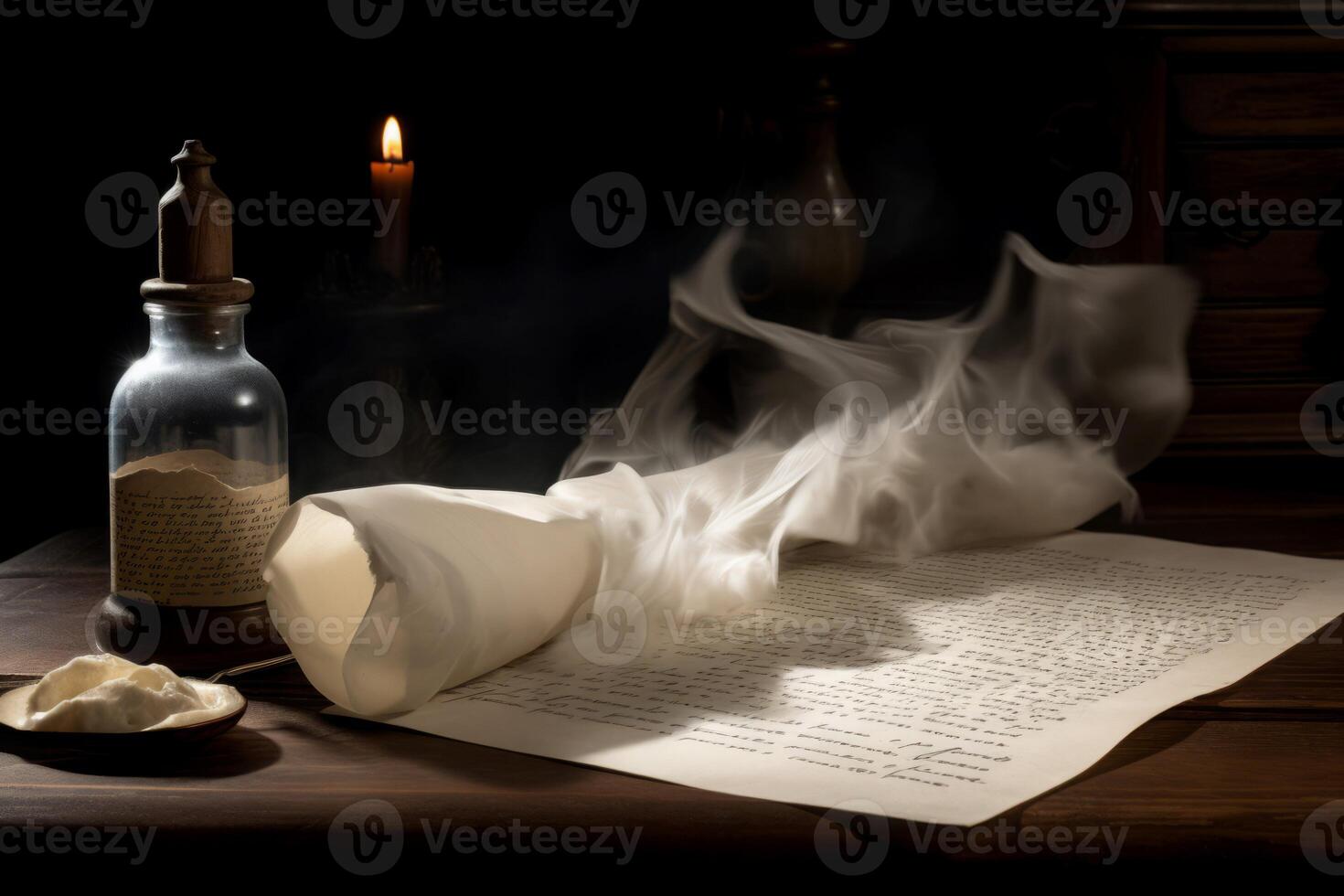 AI generated Creepy papers smoke. Generate AI photo