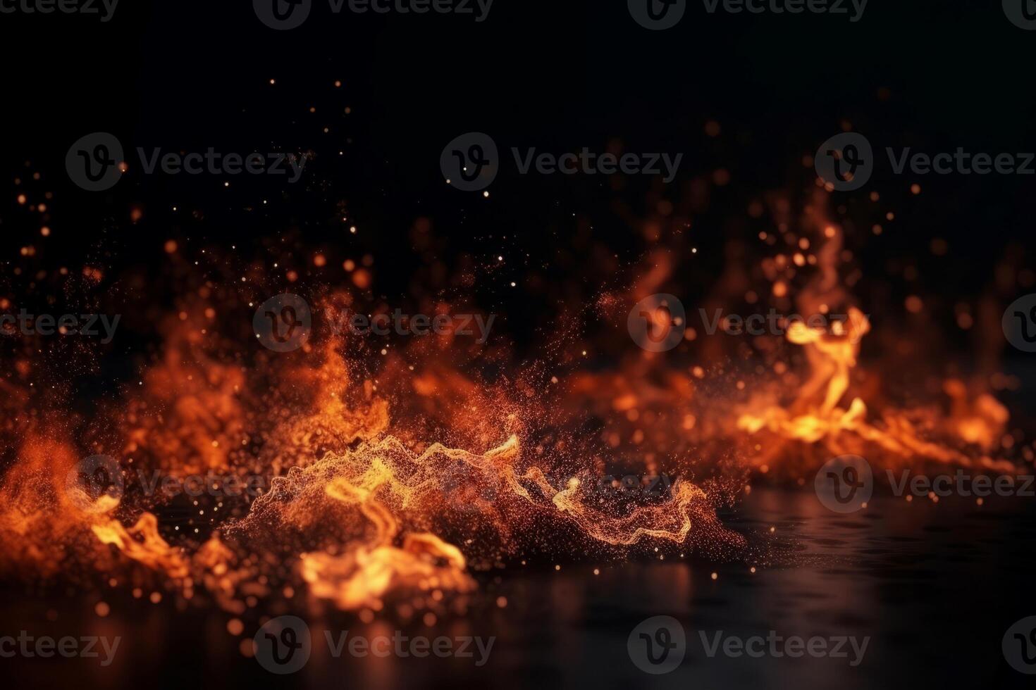 AI generated Fire embers particles. Generate AI photo