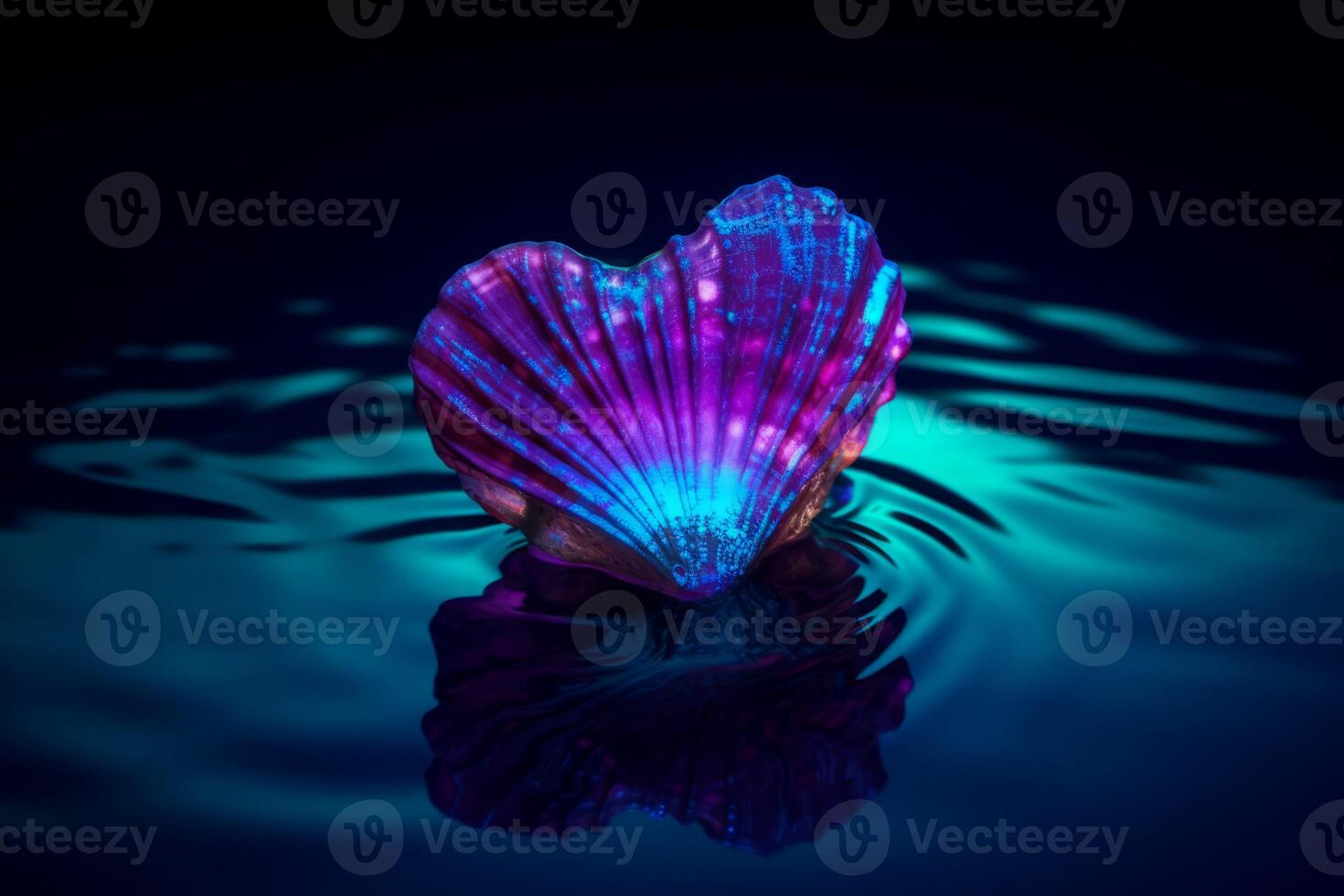 AI generated Heart shaped seashell on water. Generate ai photo
