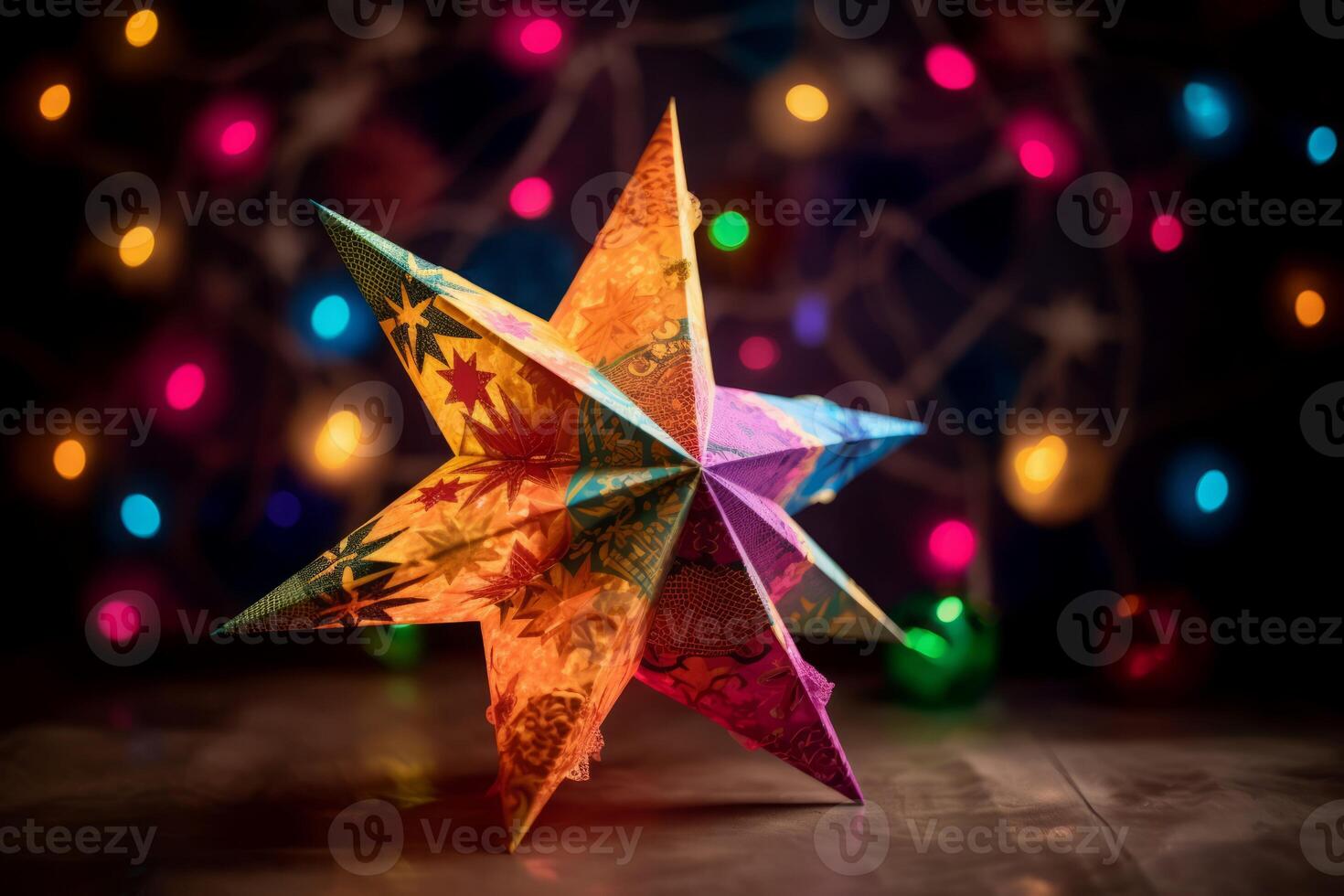 AI generated Hispanic colorful decoration star. Generate ai photo