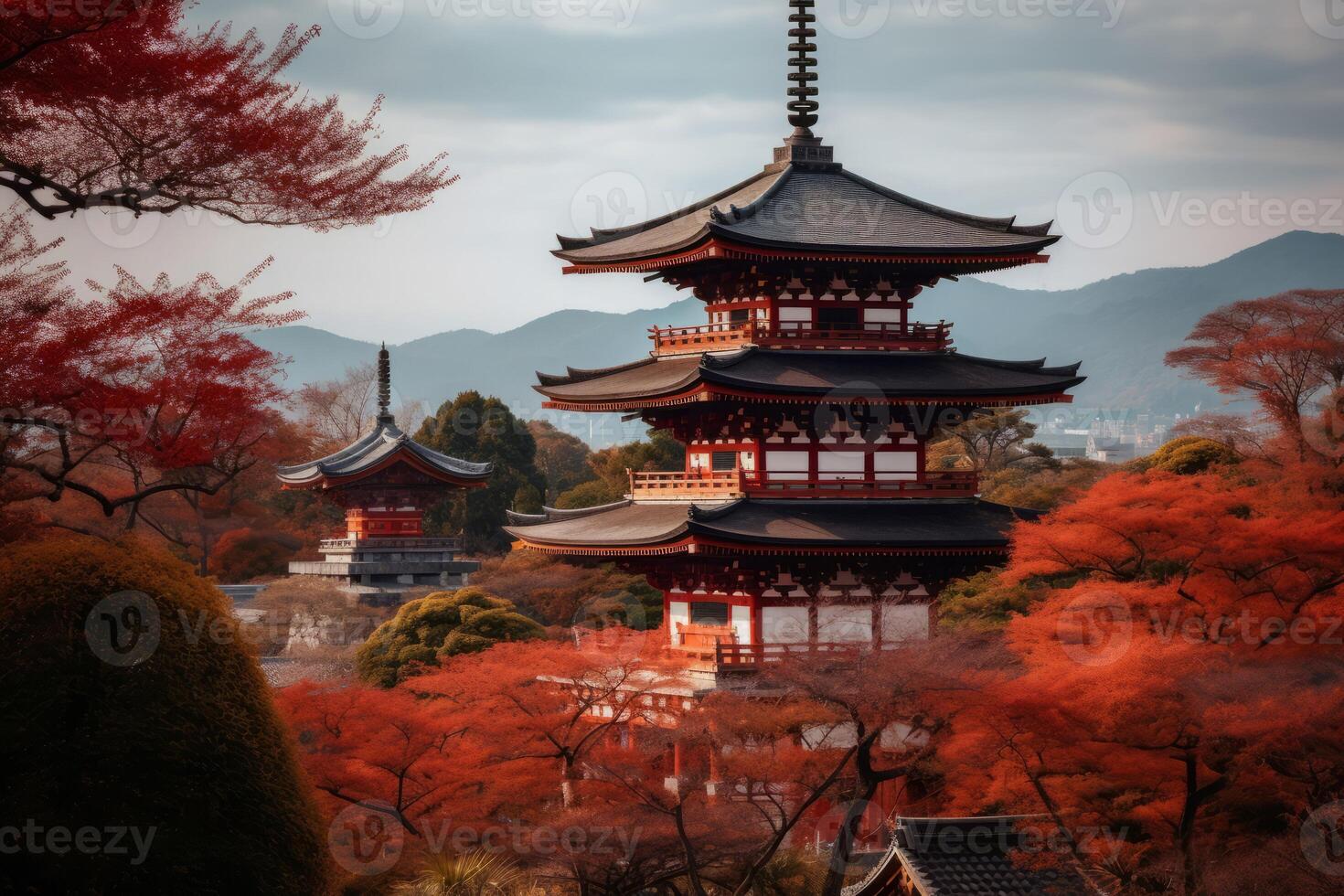 AI generated Kyoto japan view. Generate AI photo