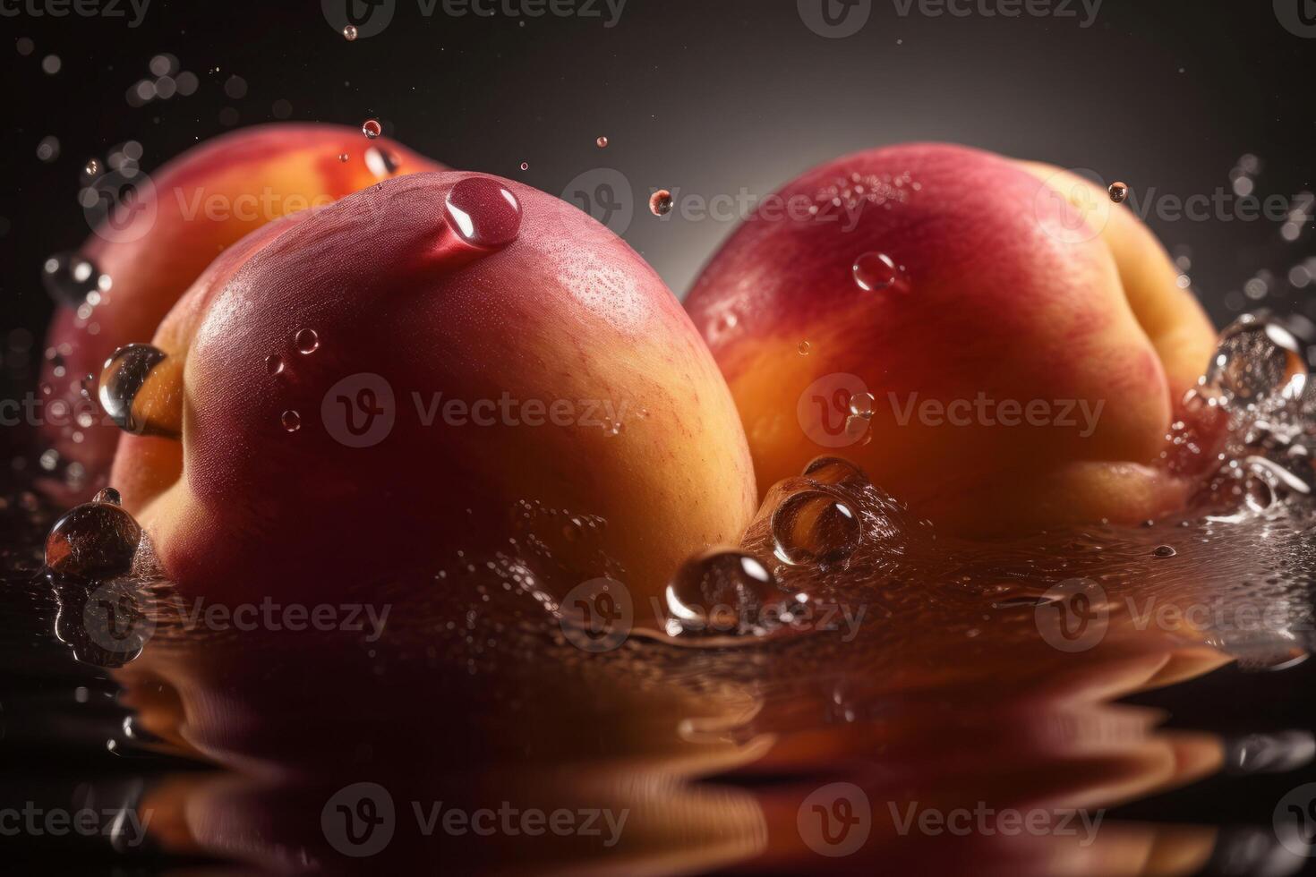 AI generated Red nectarines water splash. Generate AI photo