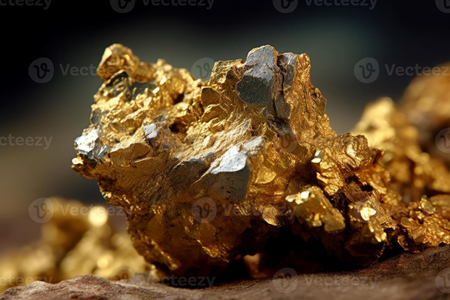 AI generated Mining gold nugget. Generate ai photo