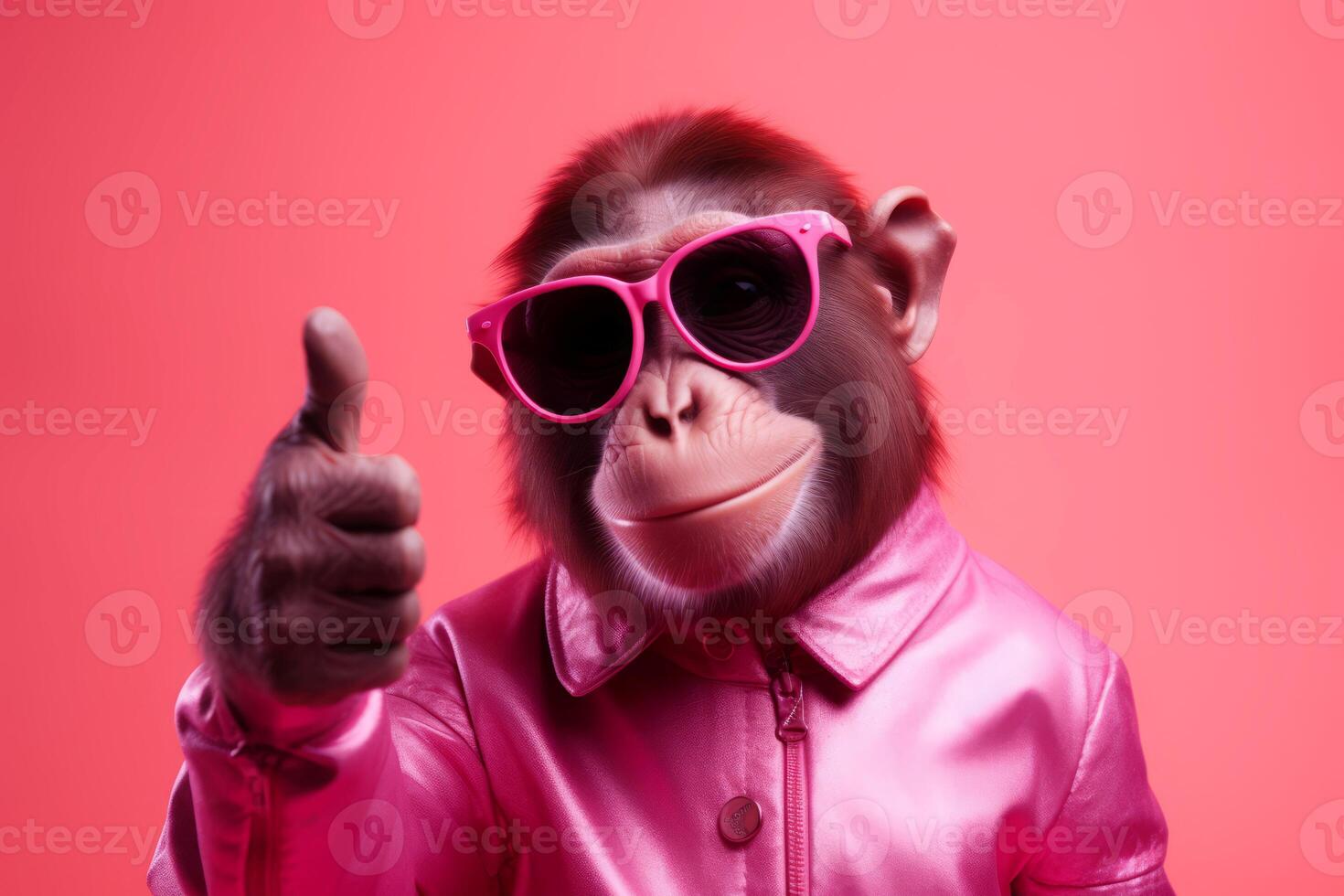 AI generated Pink pop monkey. Generate AI photo