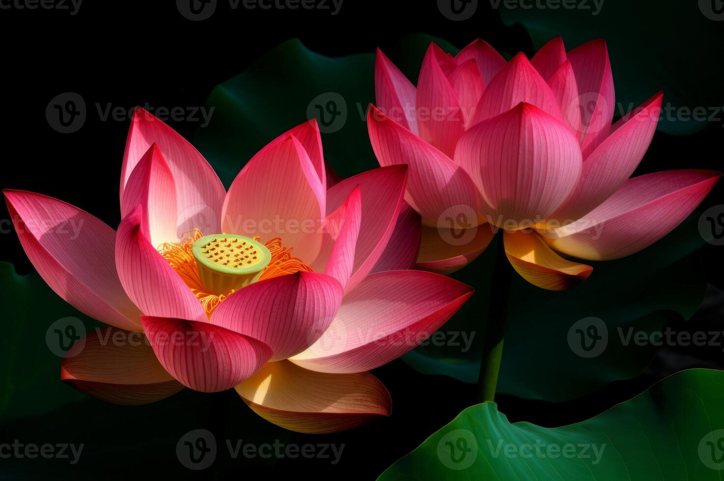 AI generated Pink lotus flowers. Generate ai photo