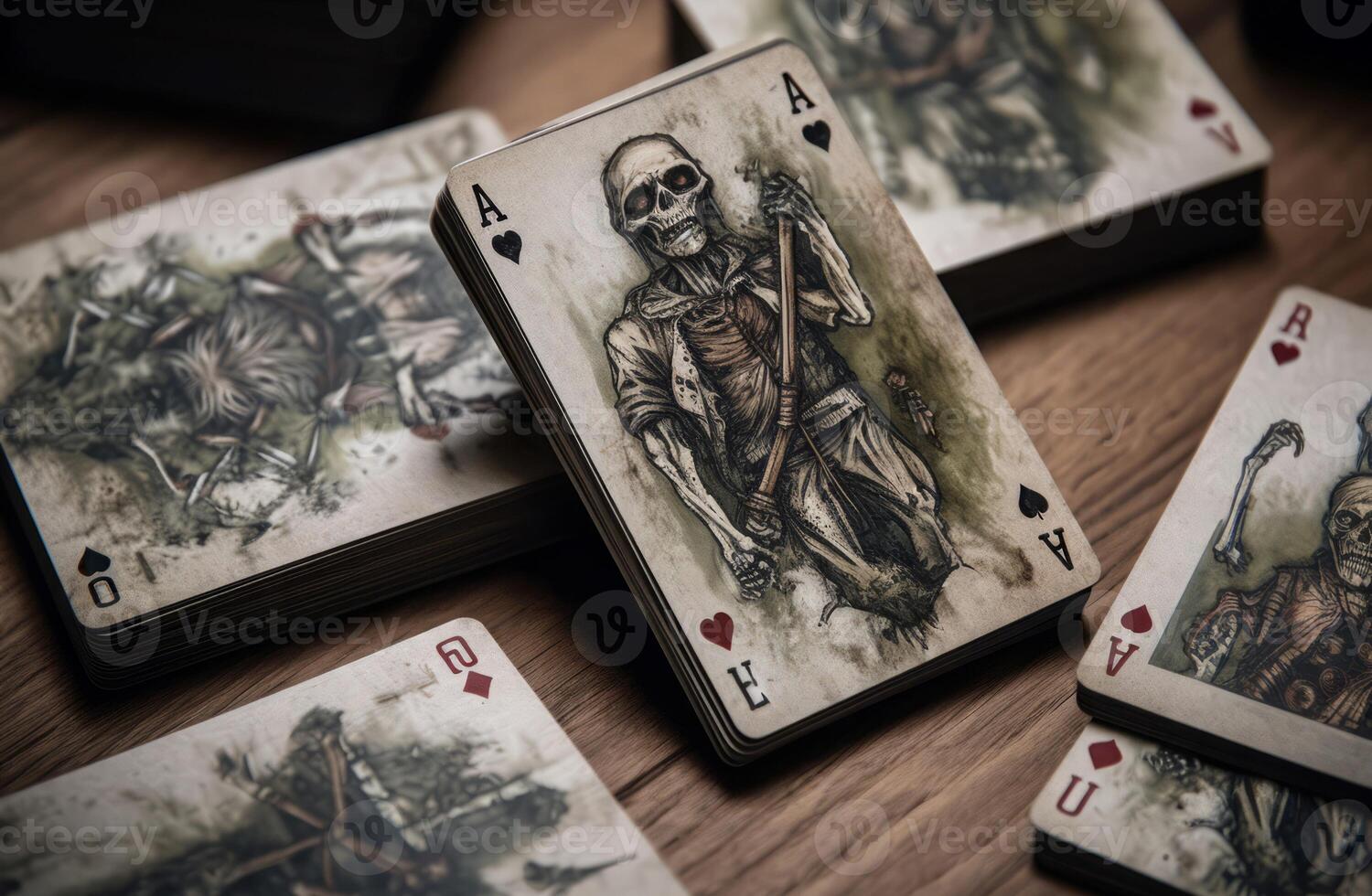 AI generated Scary zombie cards. Generate ai photo