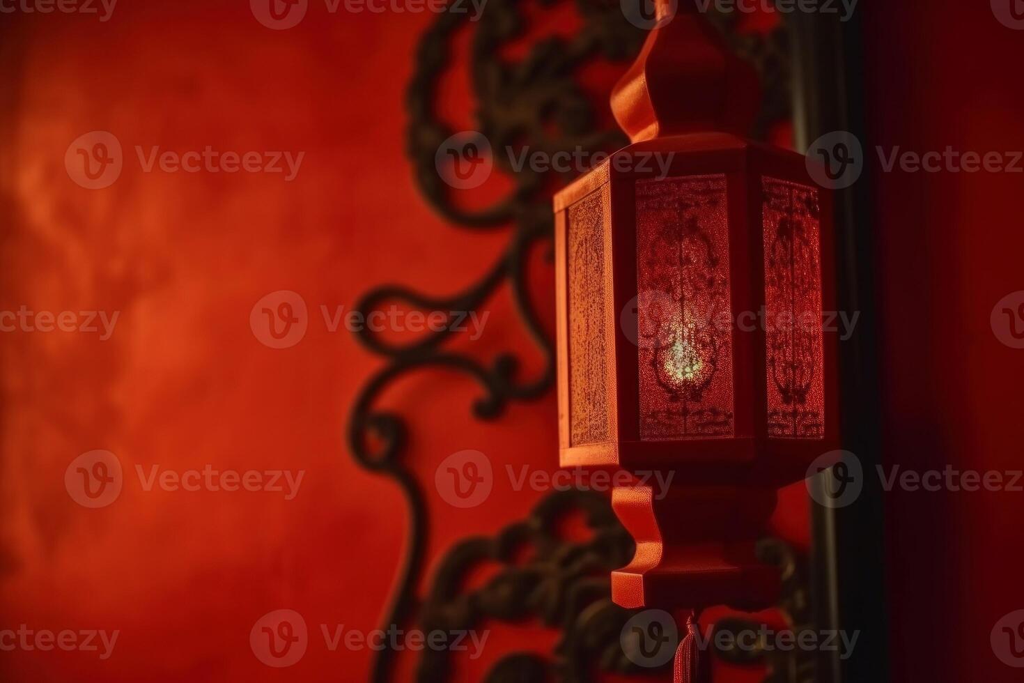 AI generated Red chinese lantern. Generate AI photo