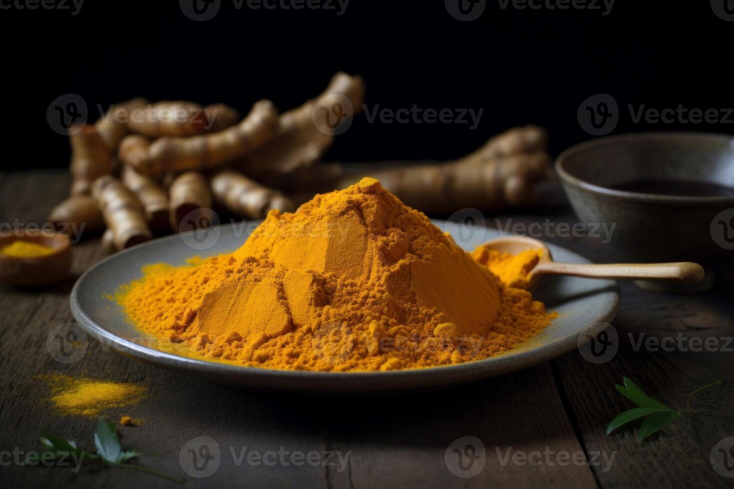 AI generated Turmeric powder condiment. Generate ai photo