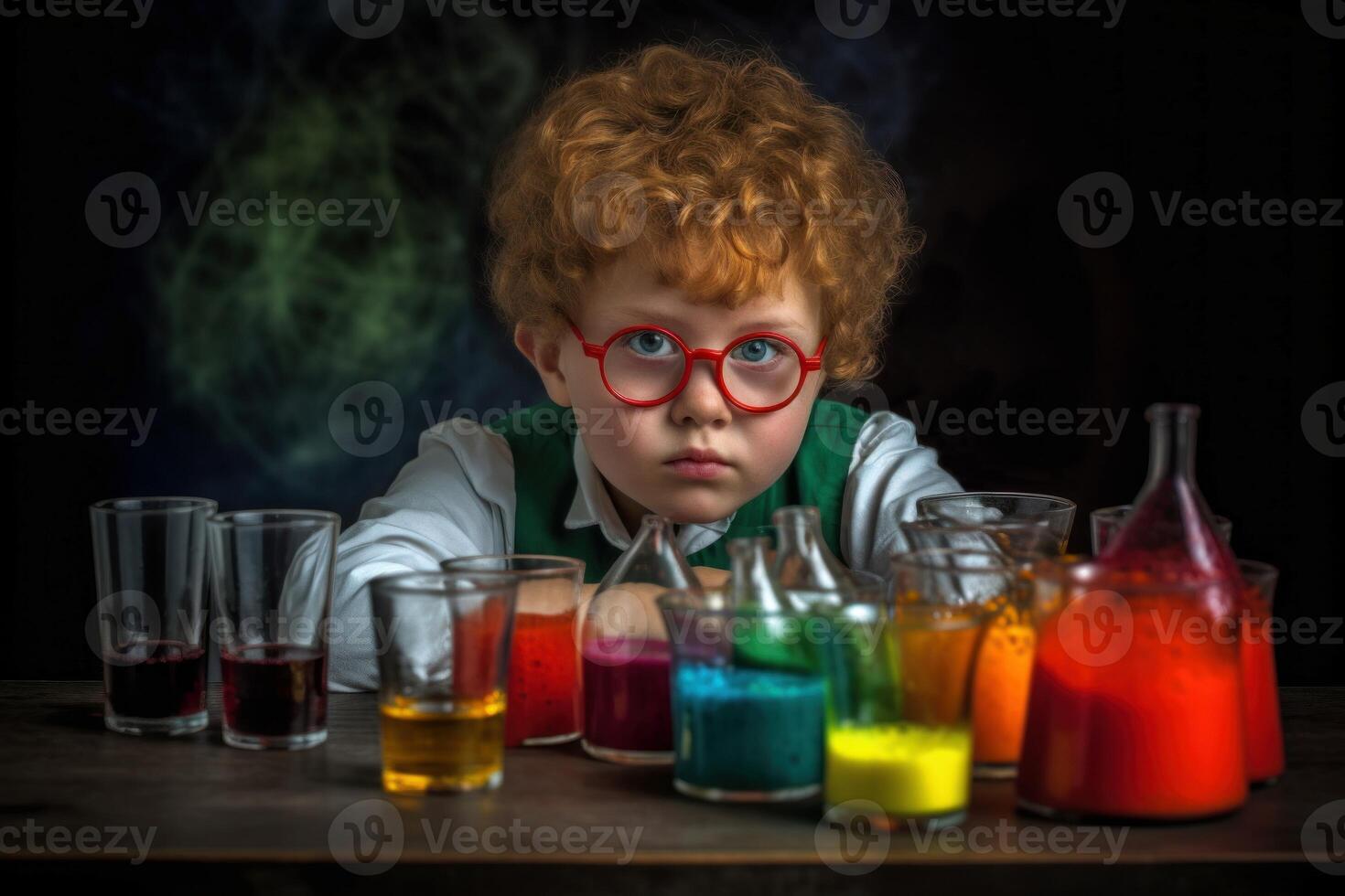 AI generated Curious young boy scientist. Generate AI photo