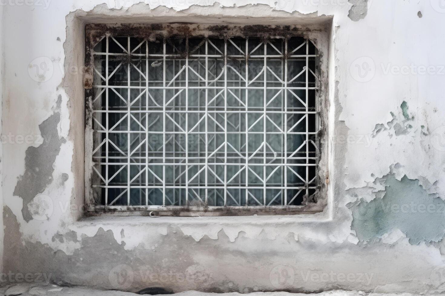 AI generated Old window with grating. Generate ai photo