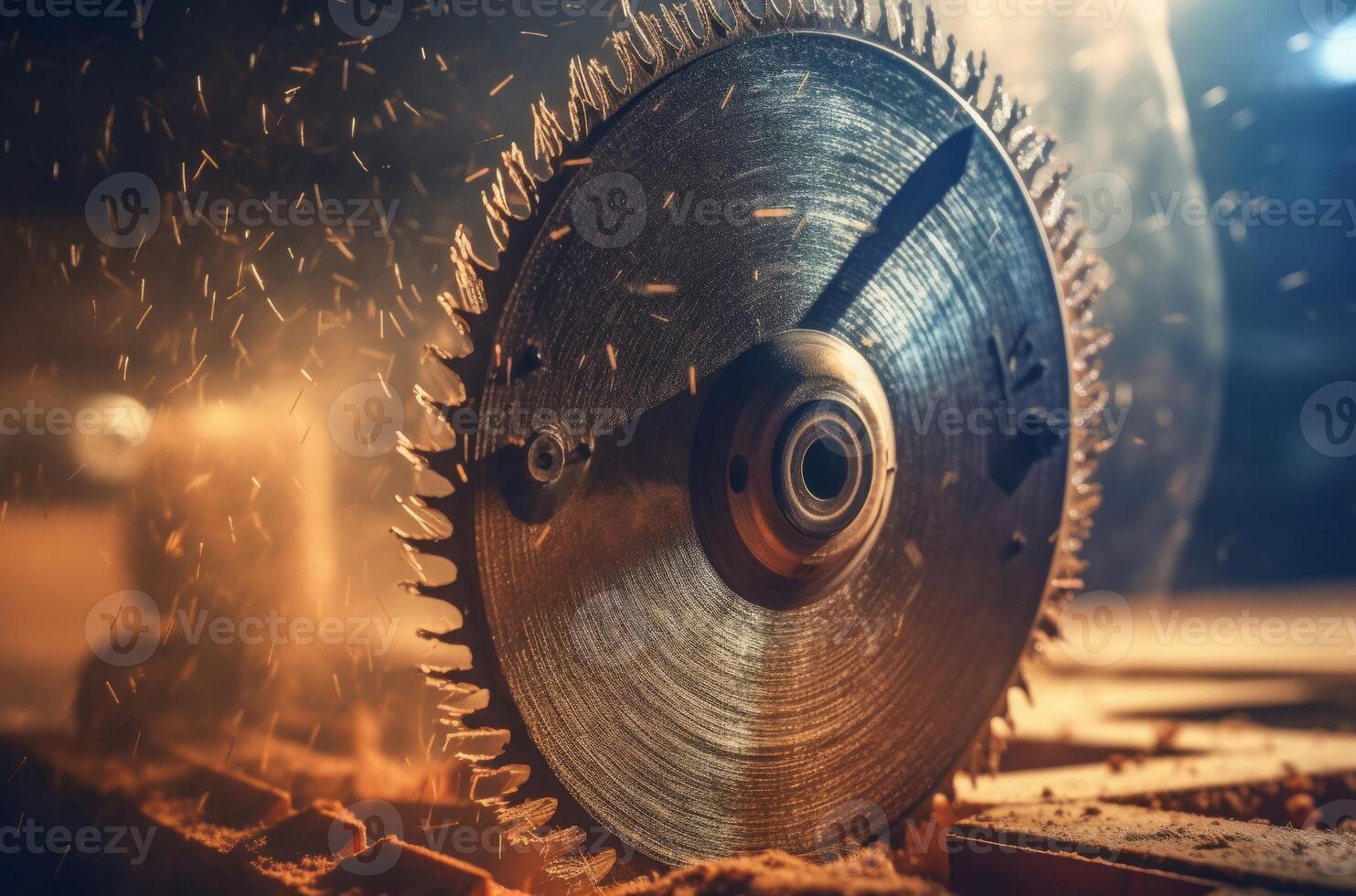 AI generated Metal saw blade sparks. Generate AI photo