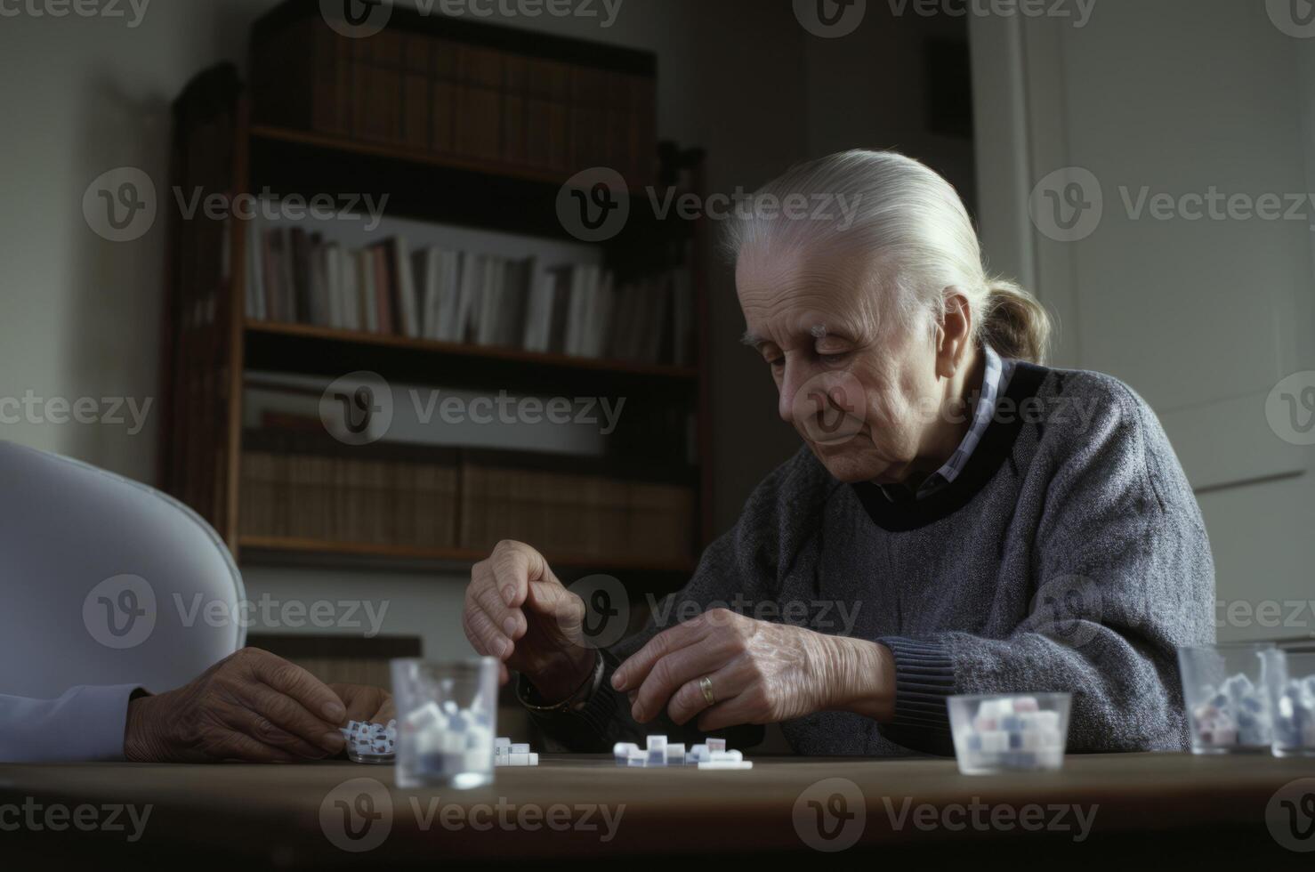 AI generated Elderly discussing medications. Generate AI photo