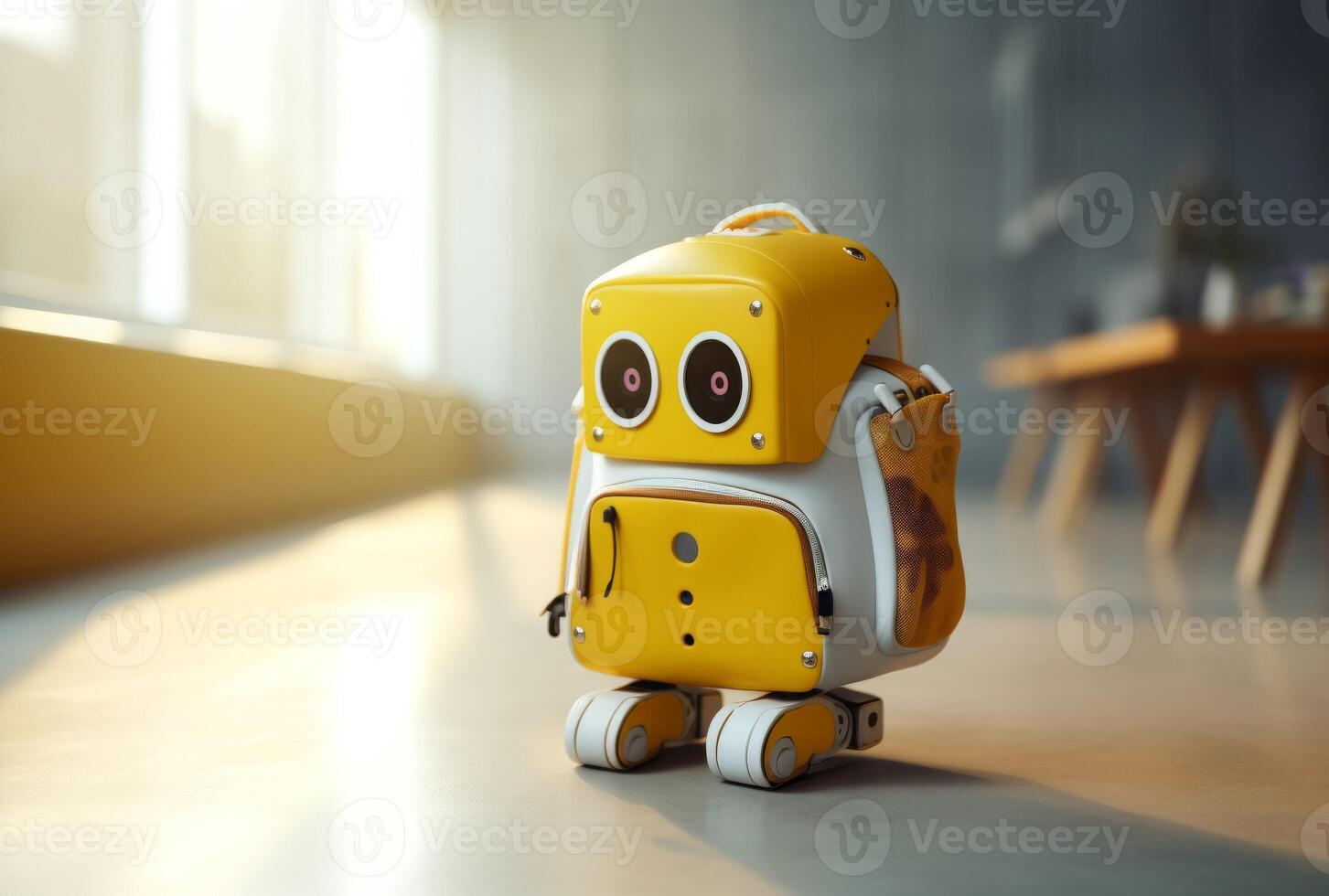 AI generated Futuristic rucksack robot. Generate AI photo
