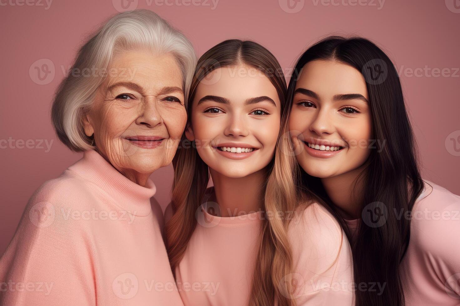 AI generated Three generations women grandmother. Generate ai photo