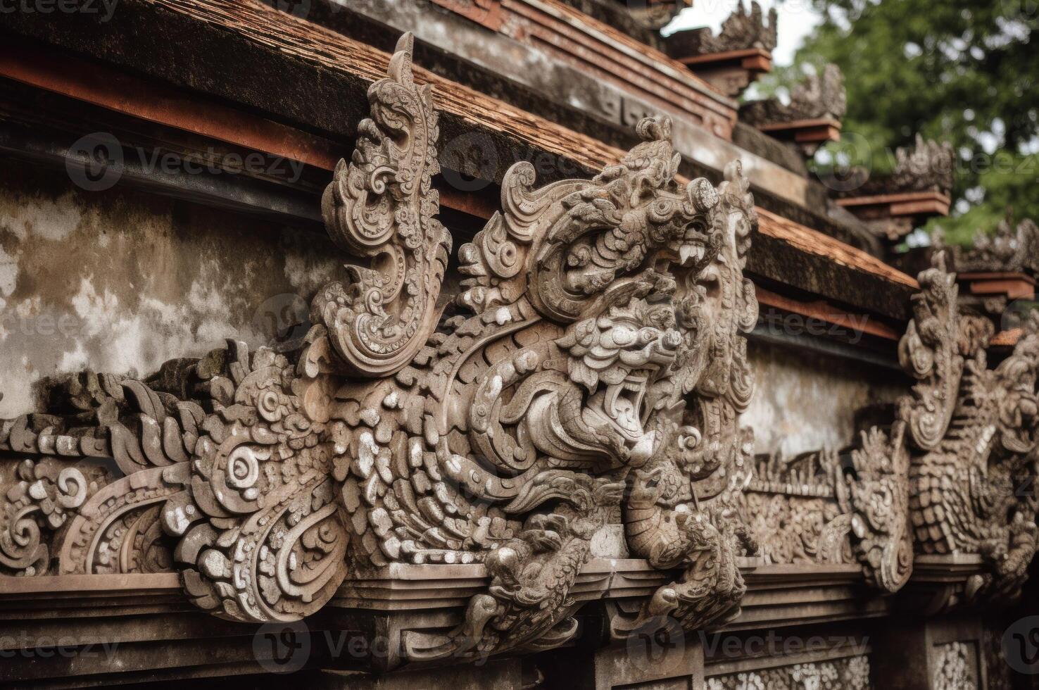 AI generated Traditional Balinese architecture carved decorations. Generate ai photo