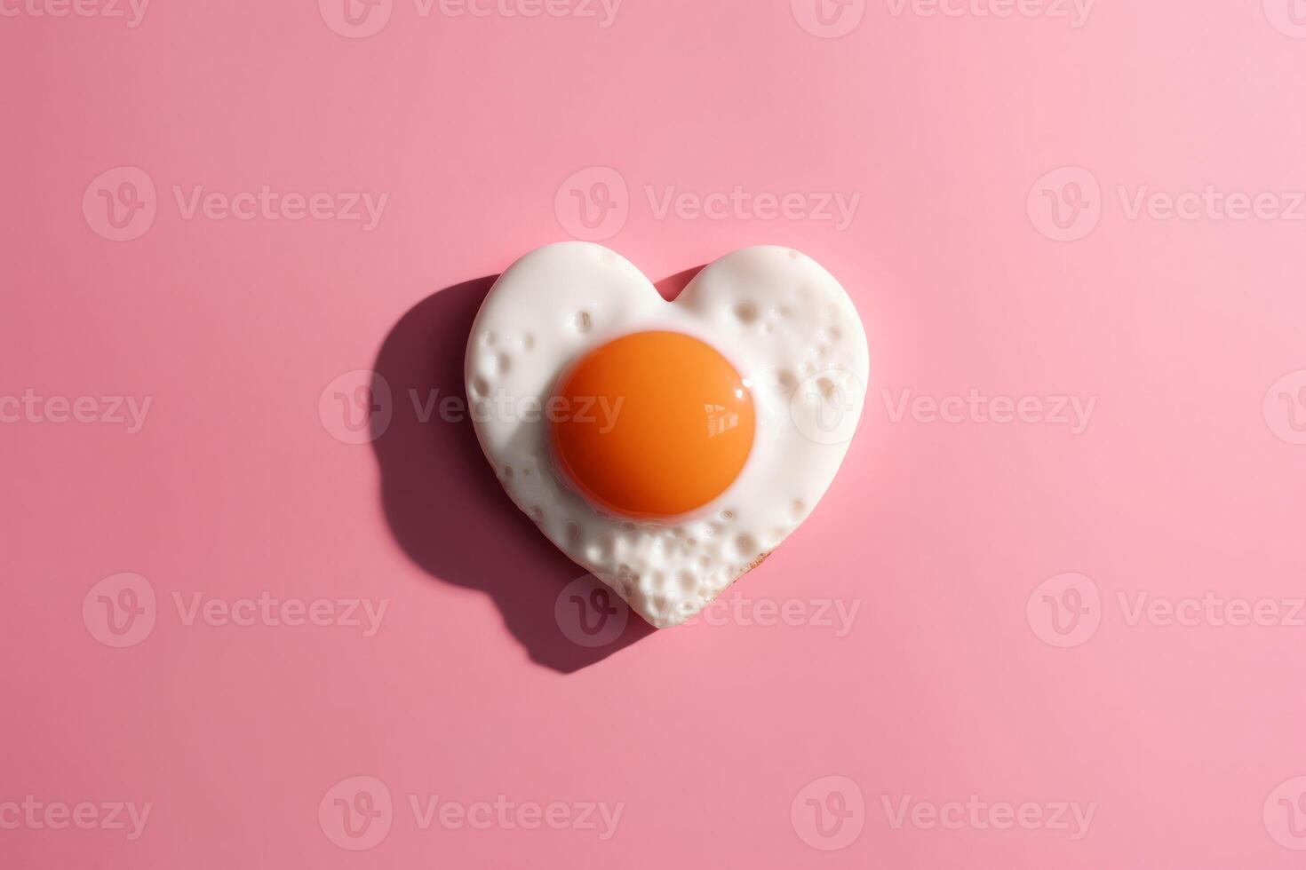 AI generated Heart shaped fried egg top view. Generate ai photo